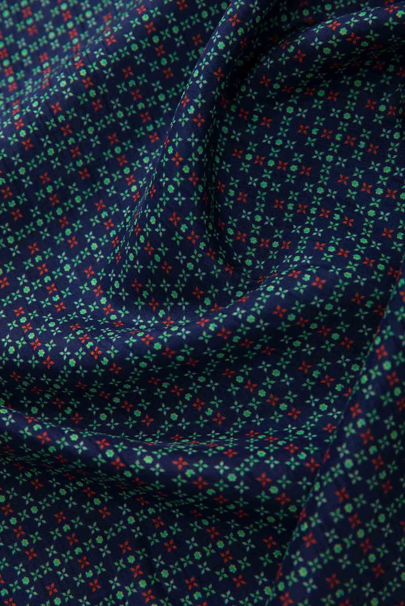 Navy Blue Raw Silk Dress Material