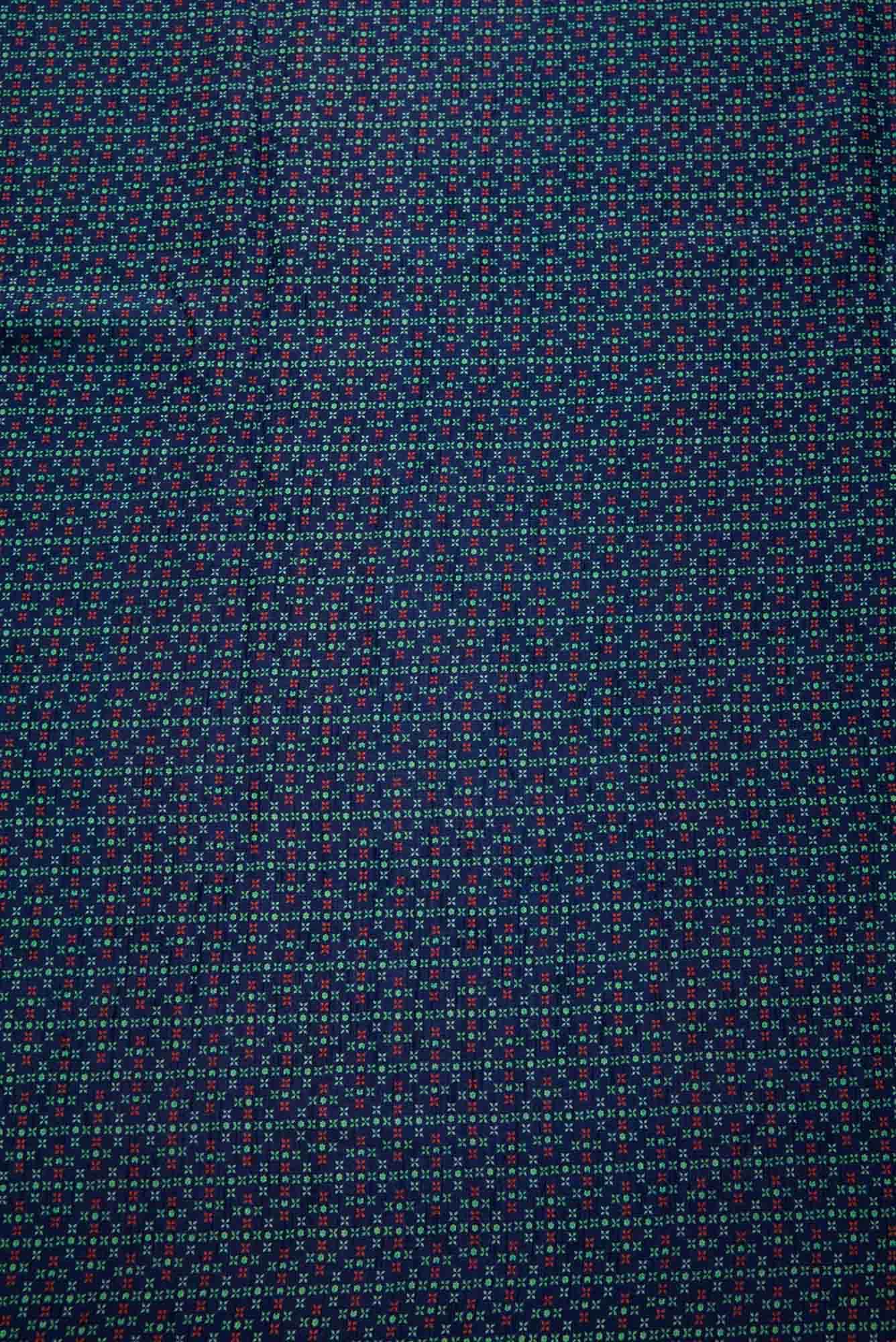 Navy Blue Raw Silk Dress Material