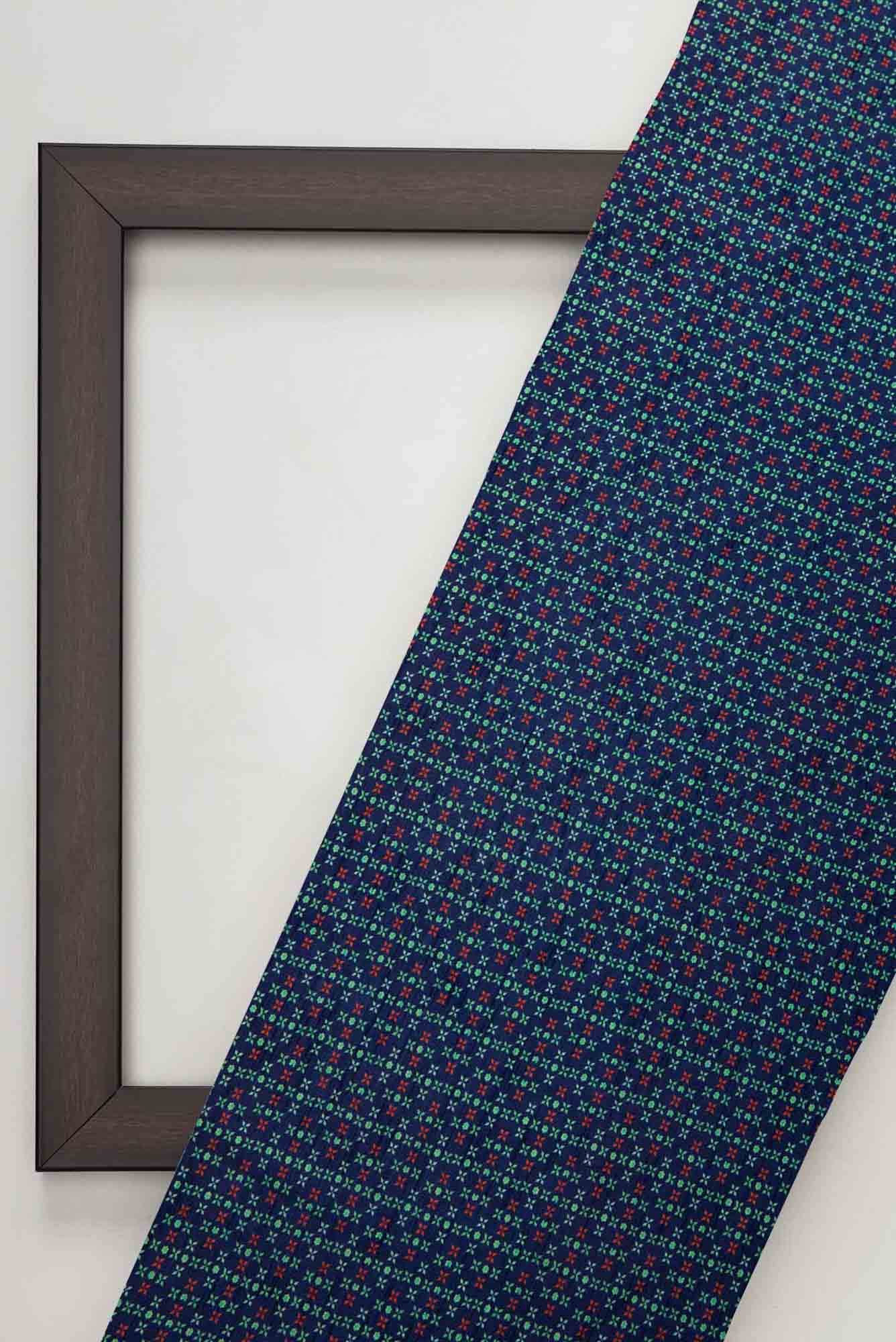 Navy Blue Raw Silk Dress Material