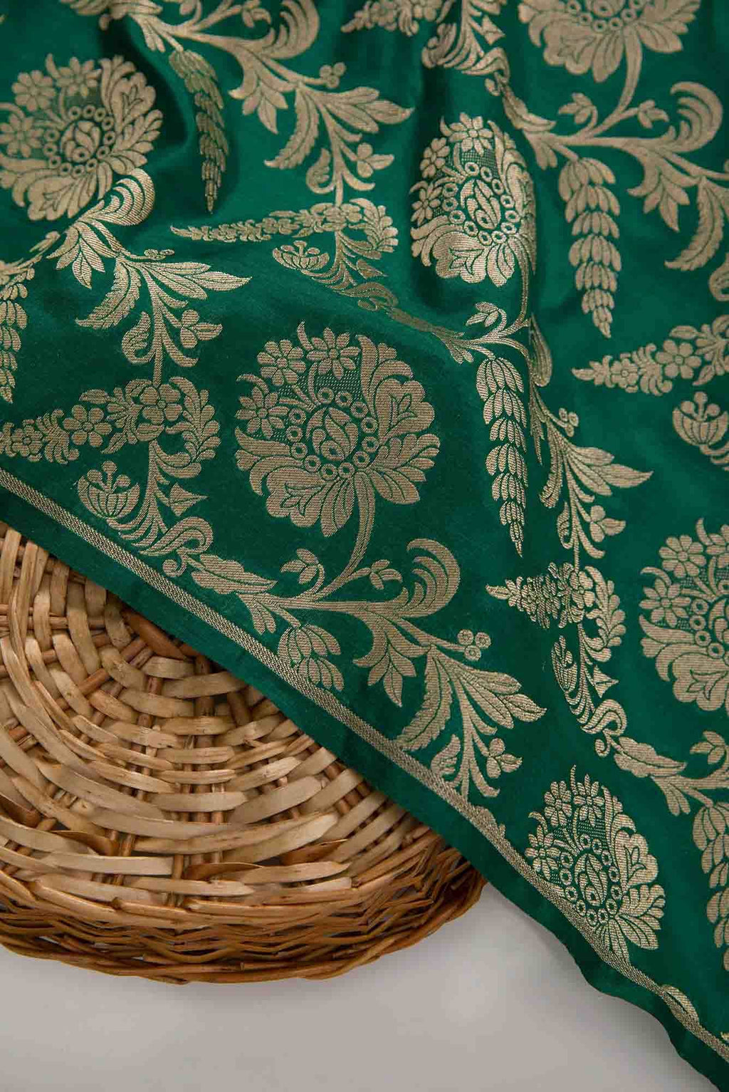 Green Banarasi Silk Dress Material
