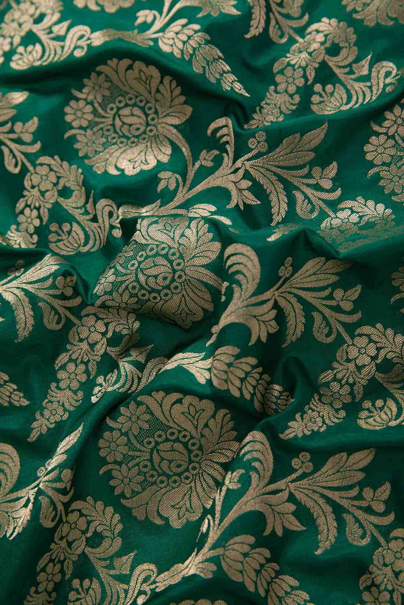 Green Banarasi Silk Dress Material