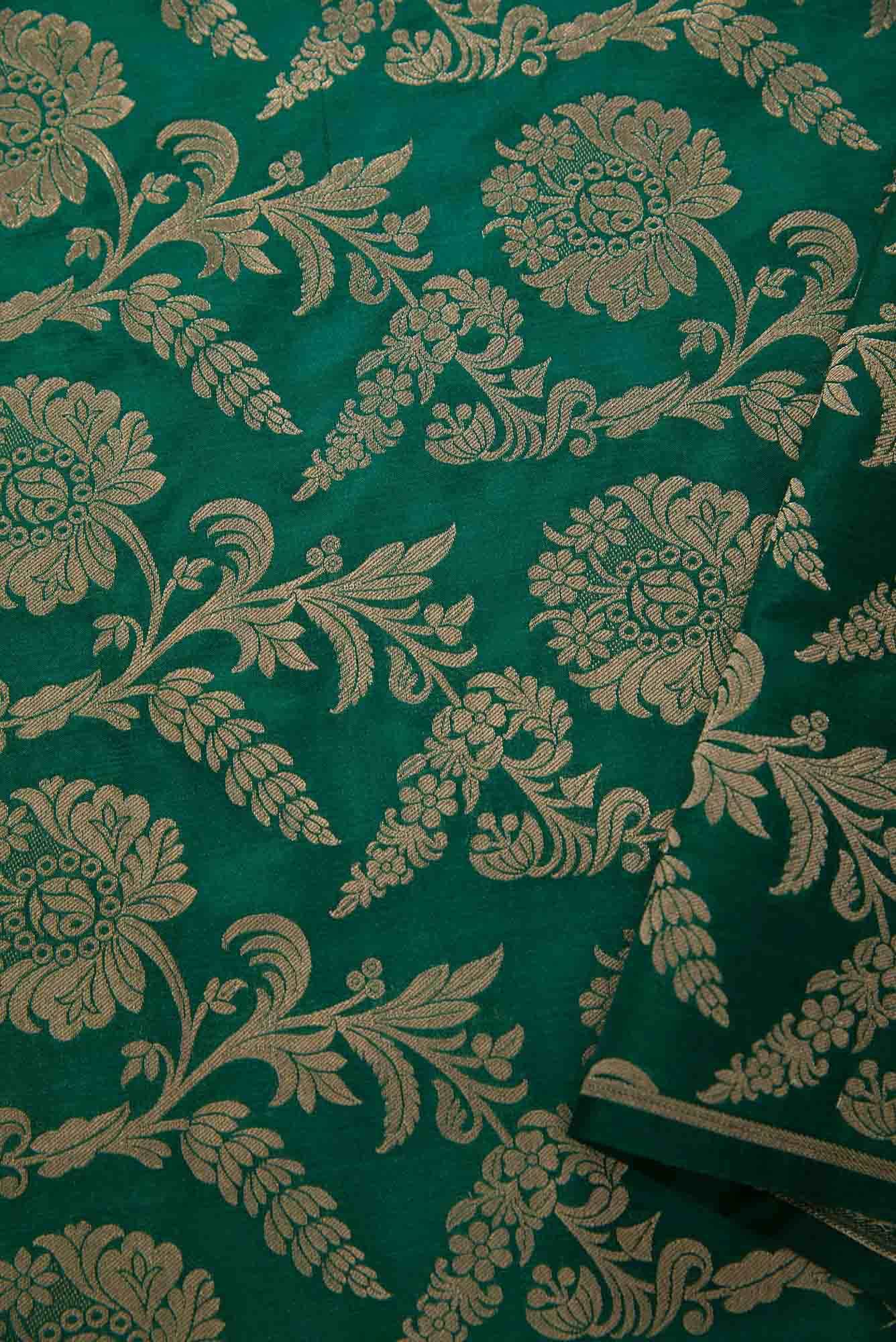 Green Banarasi Silk Dress Material