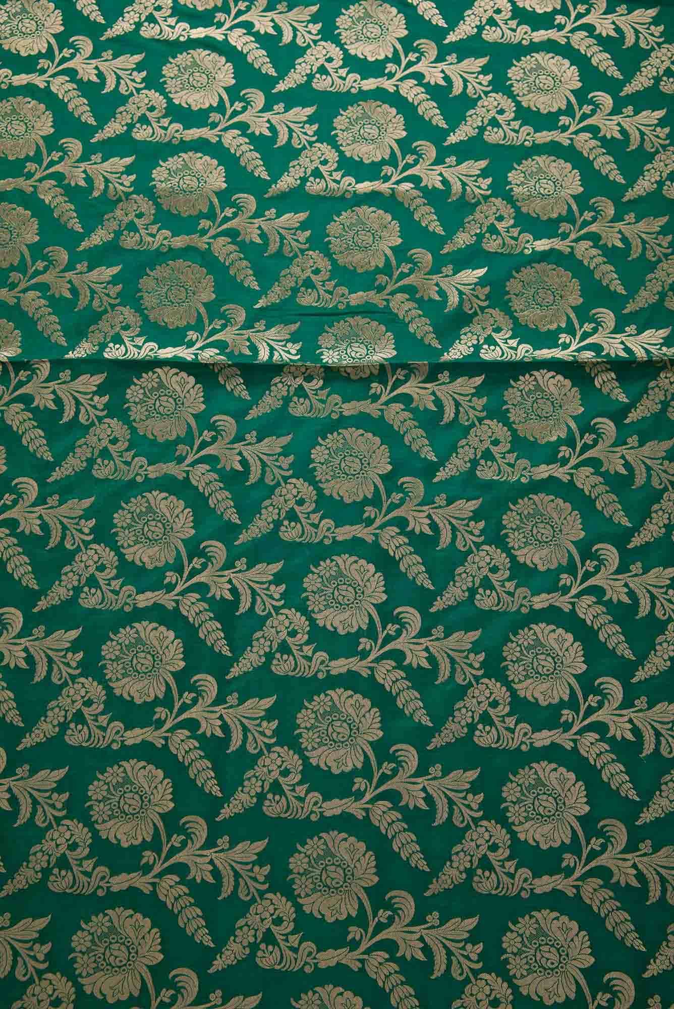Green Banarasi Silk Dress Material