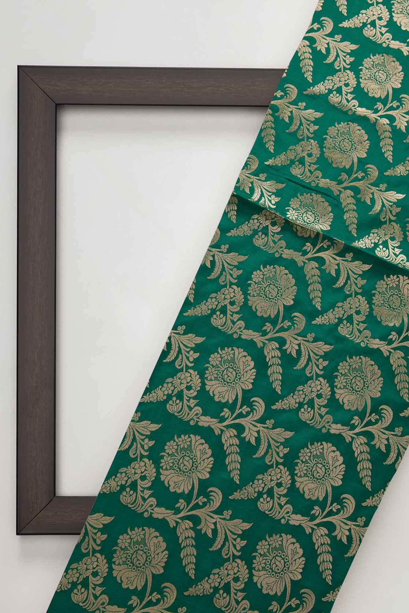 Green Banarasi Silk Dress Material