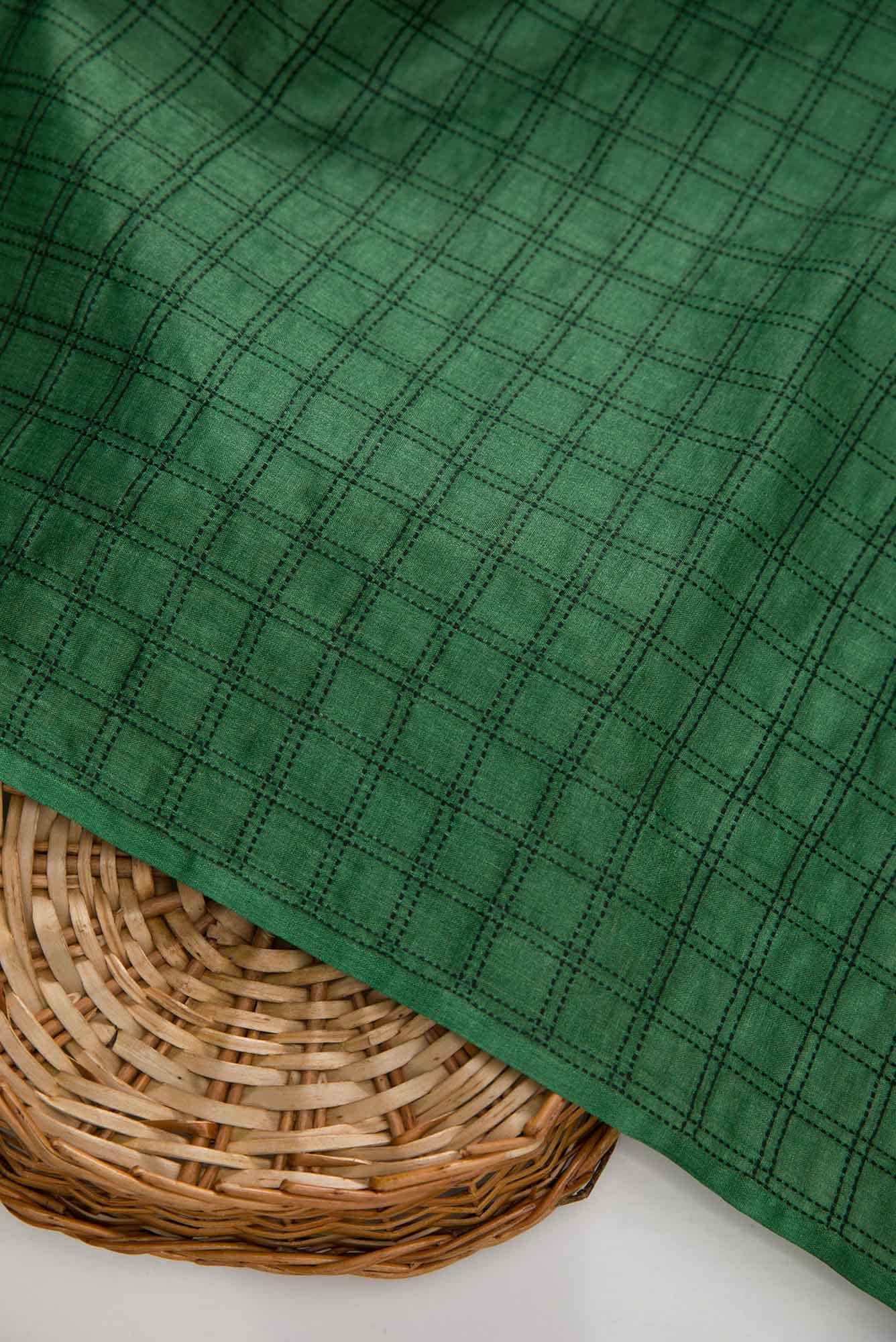 Green Tussar Silk Dress Material
