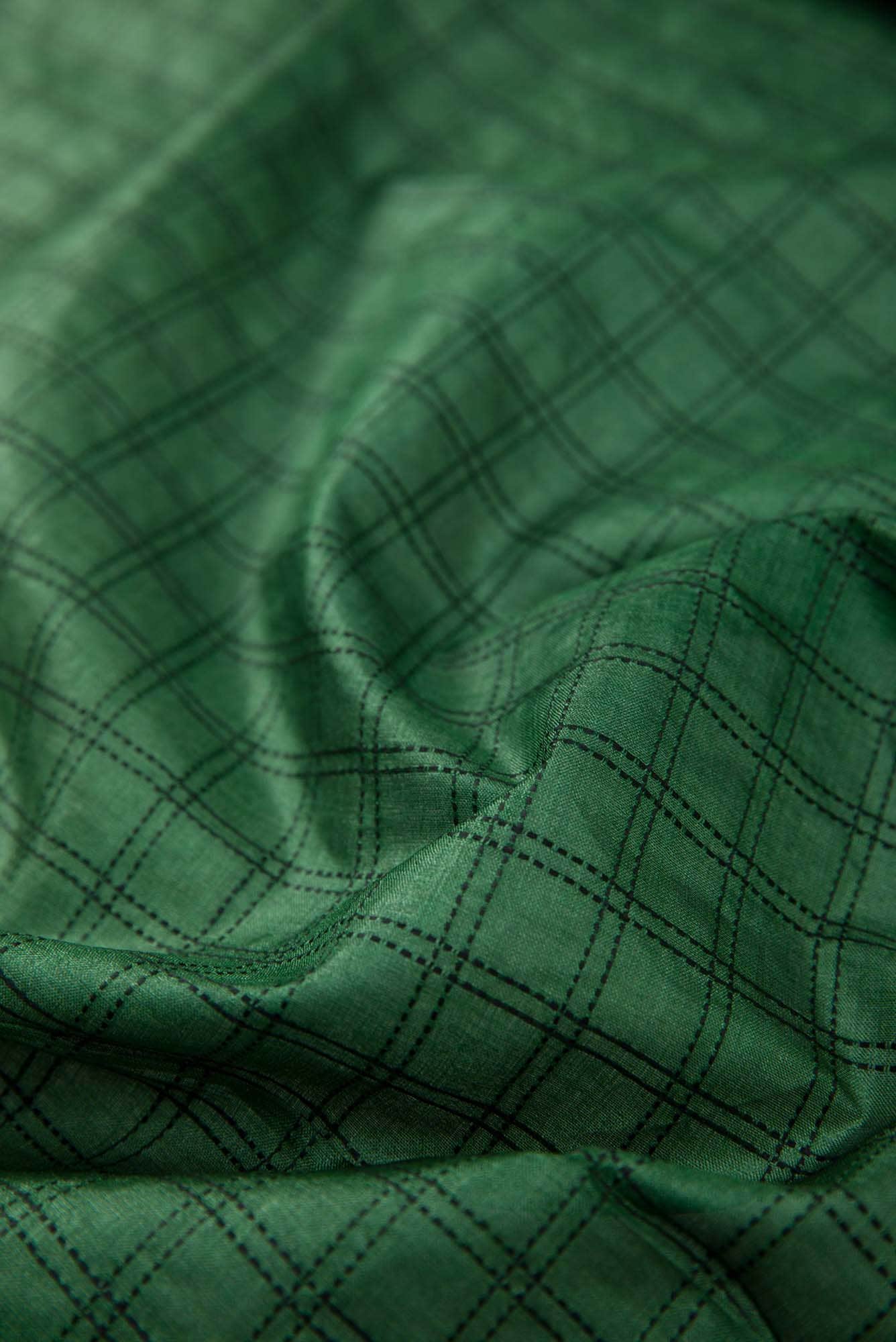 Green Tussar Silk Dress Material
