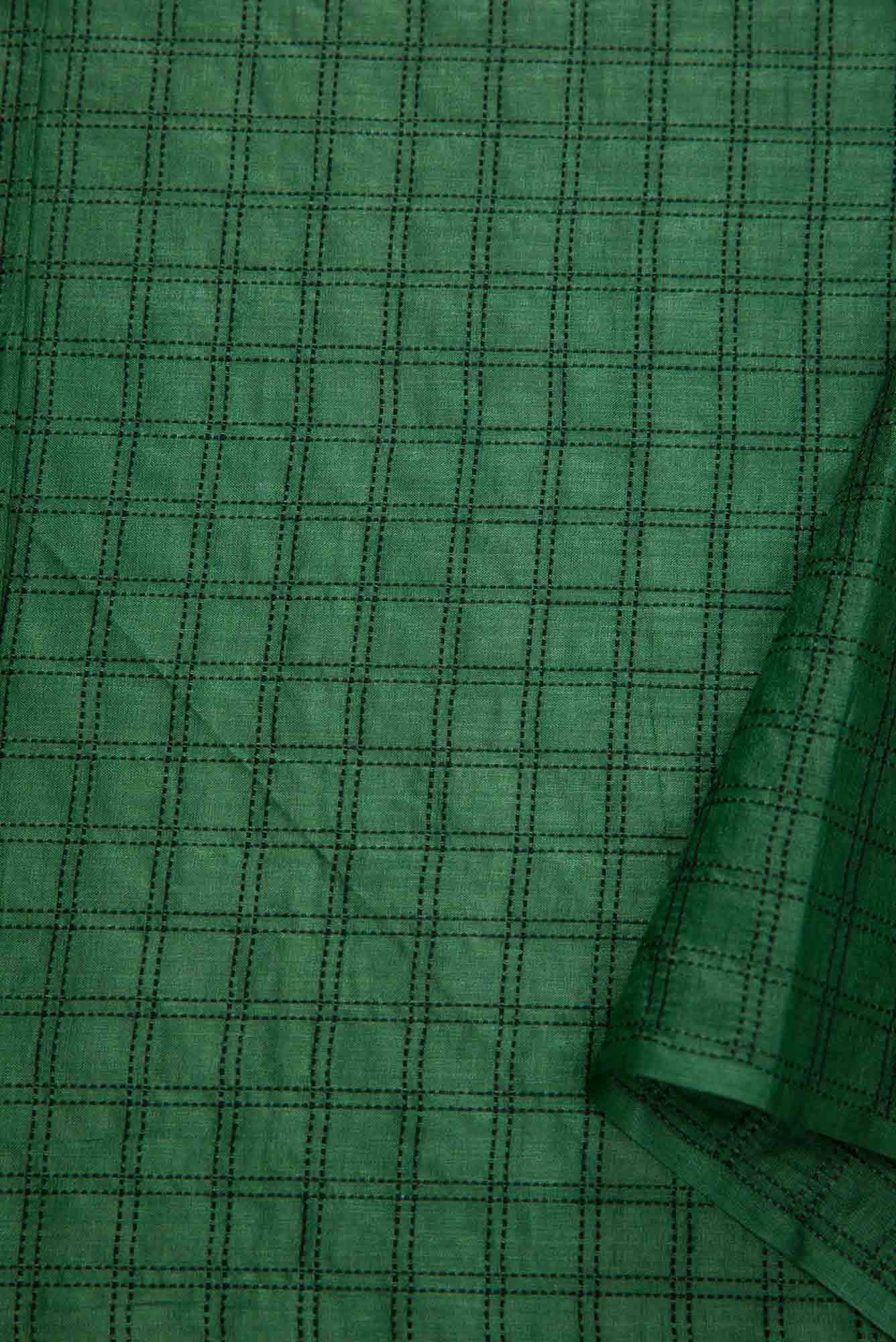 Green Tussar Silk Dress Material