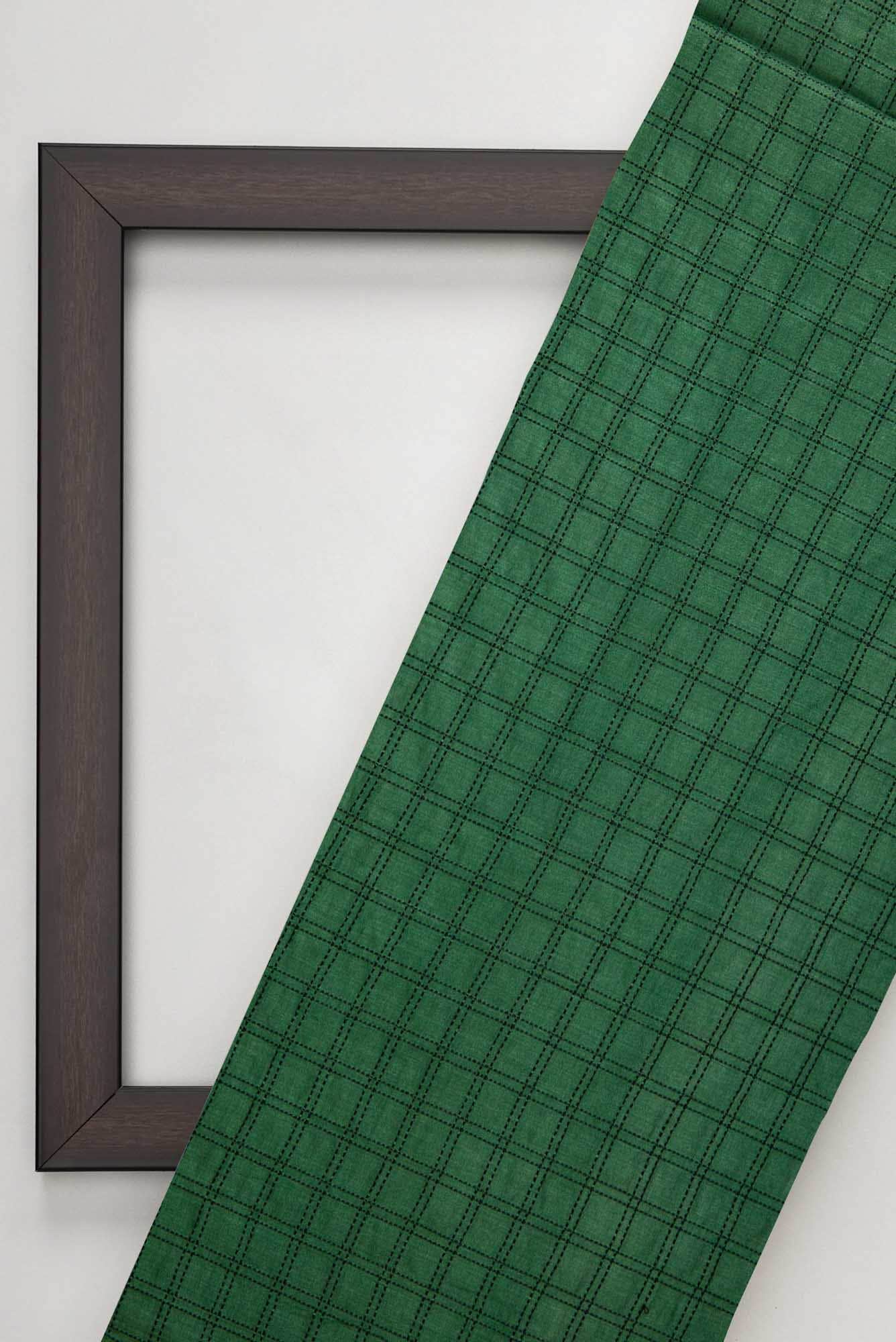 Green Tussar Silk Dress Material