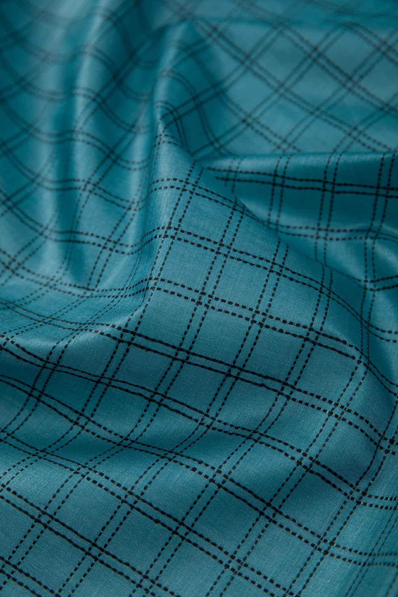 Blue Tussar Silk Dress Material