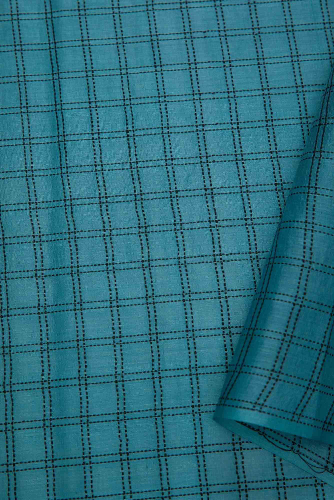 Blue Tussar Silk Dress Material