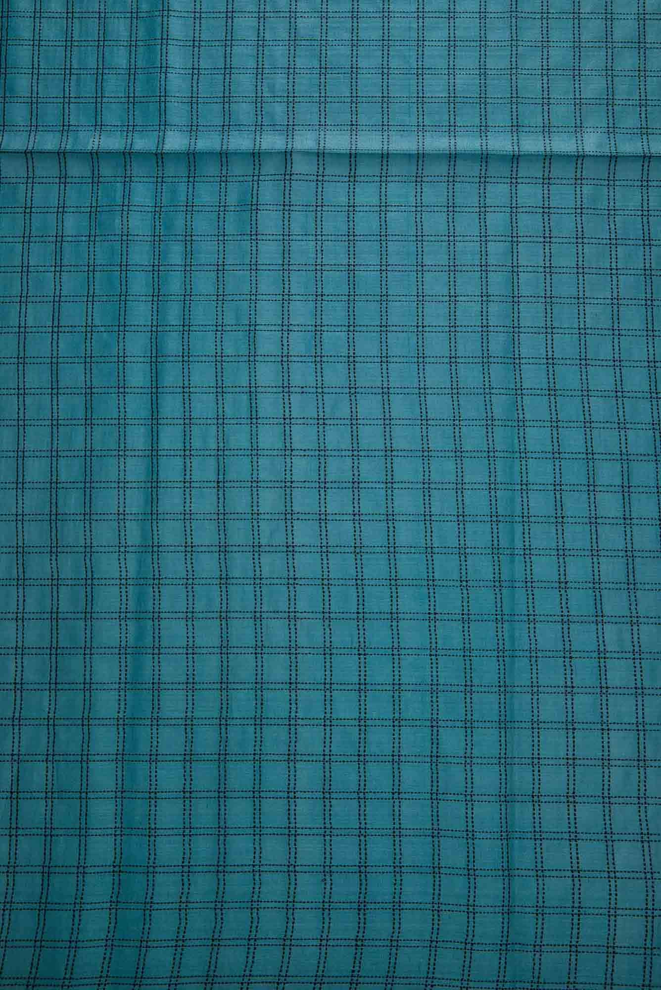 Blue Tussar Silk Dress Material