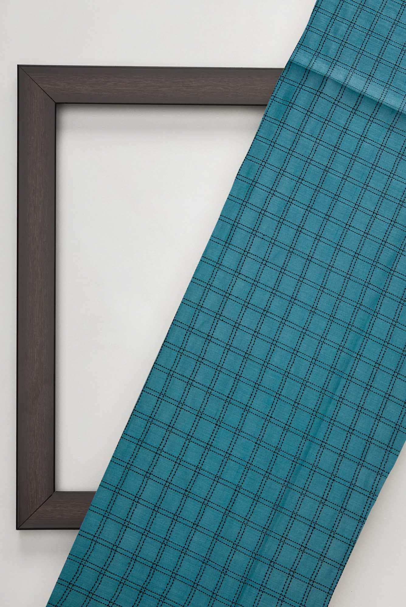 Blue Tussar Silk Dress Material