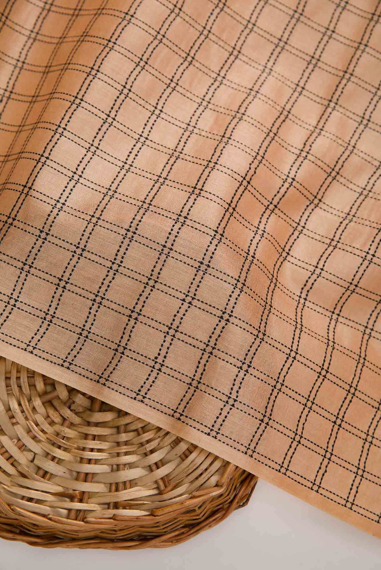 Brown Tussar Silk Dress Material