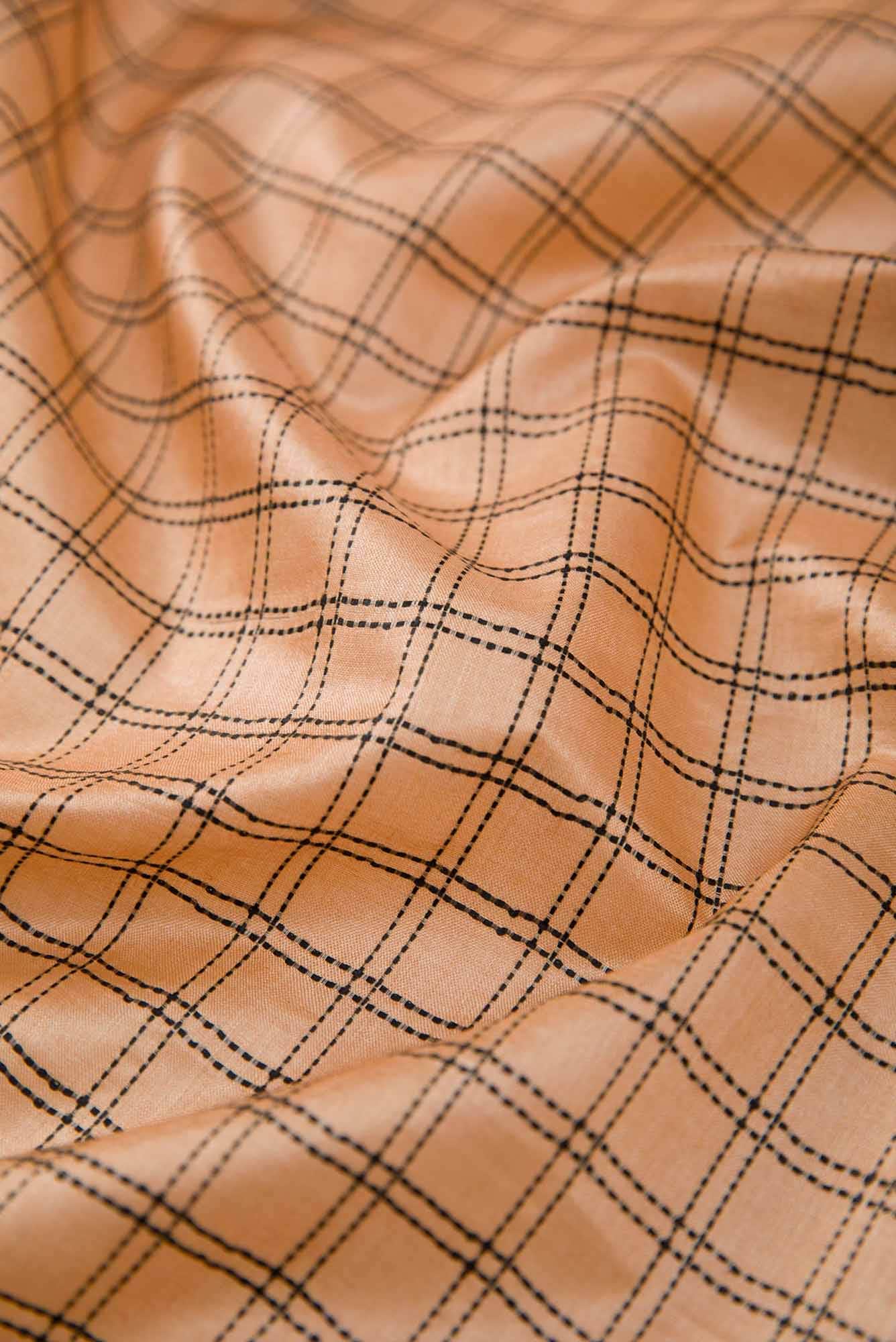 Brown Tussar Silk Dress Material