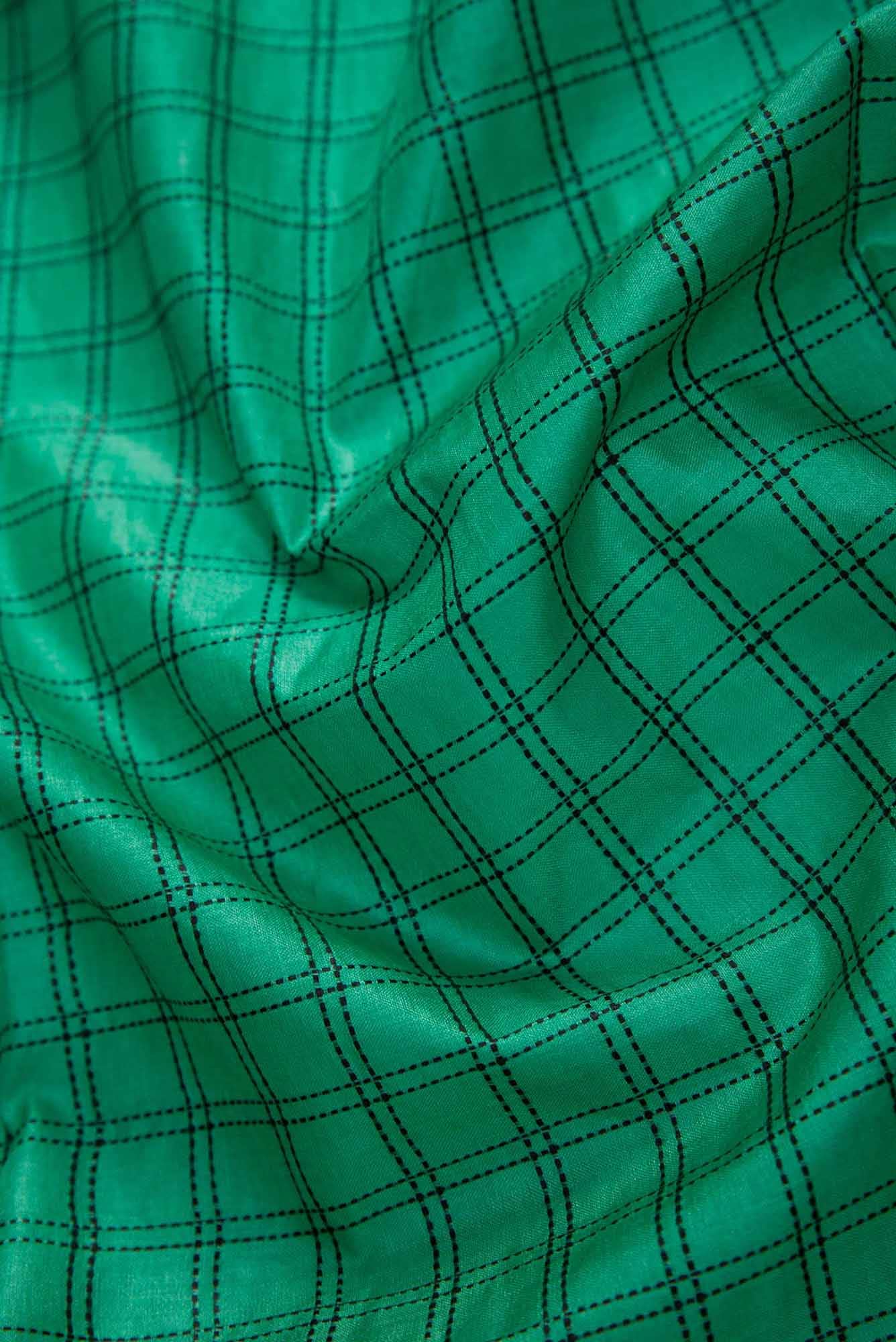 Green Tussar Silk Dress Material