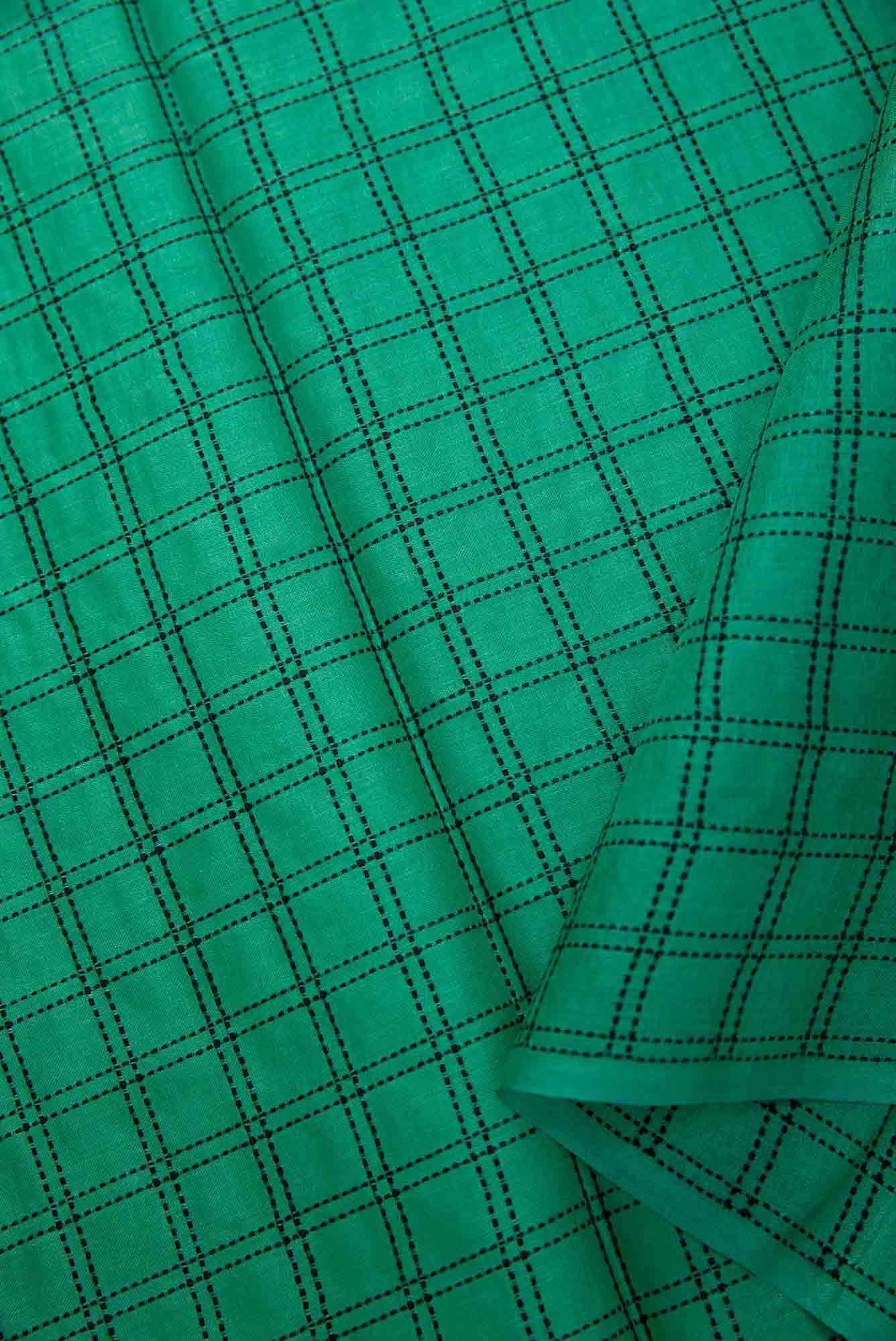 Green Tussar Silk Dress Material