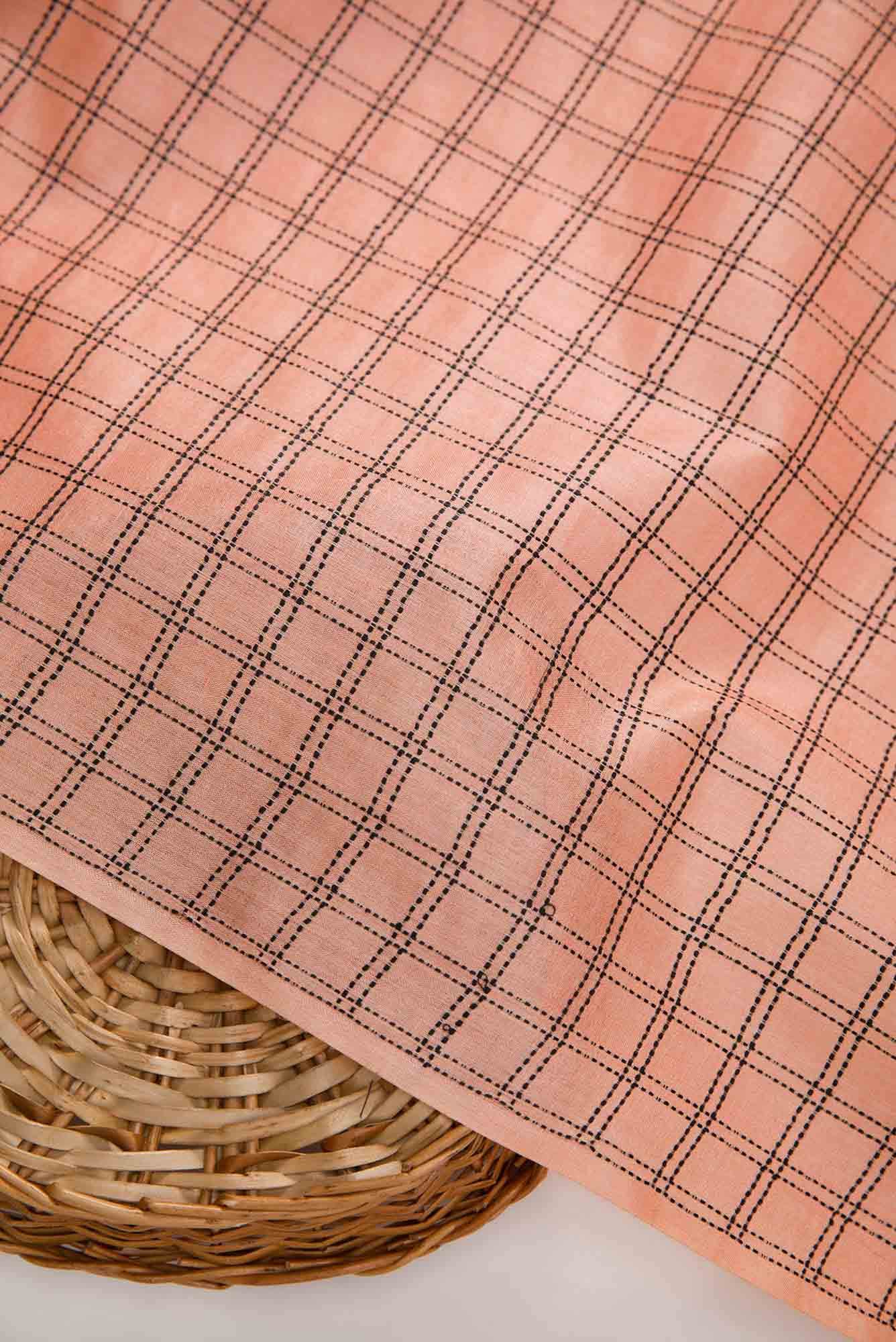 Peach Tussar Silk Dress Material