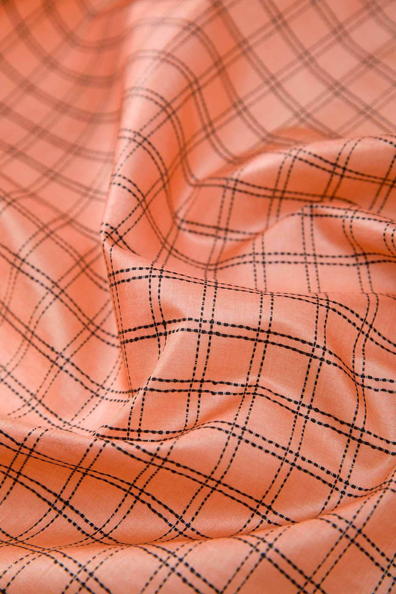 Peach Tussar Silk Dress Material
