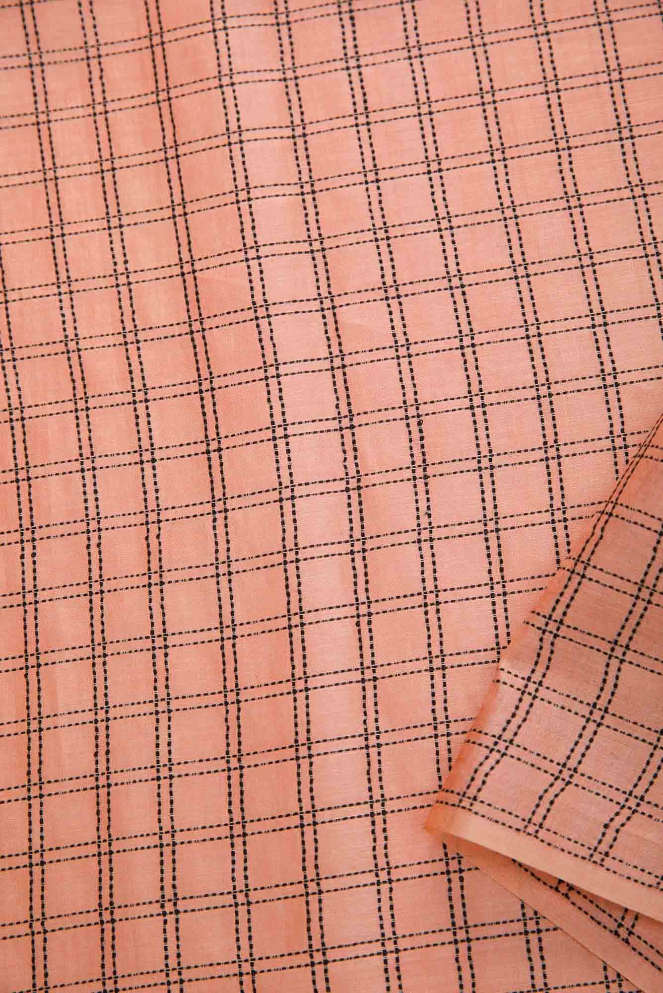 Peach Tussar Silk Dress Material