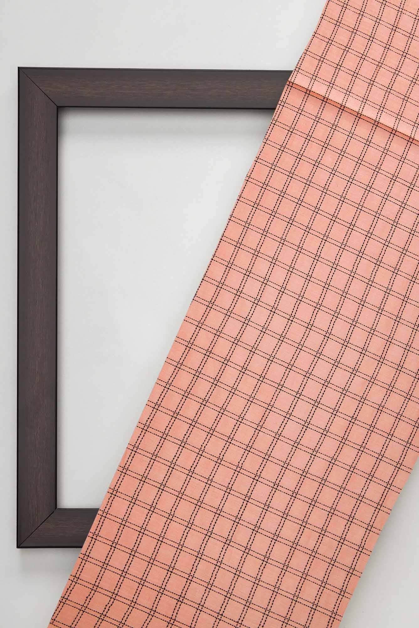Peach Tussar Silk Dress Material