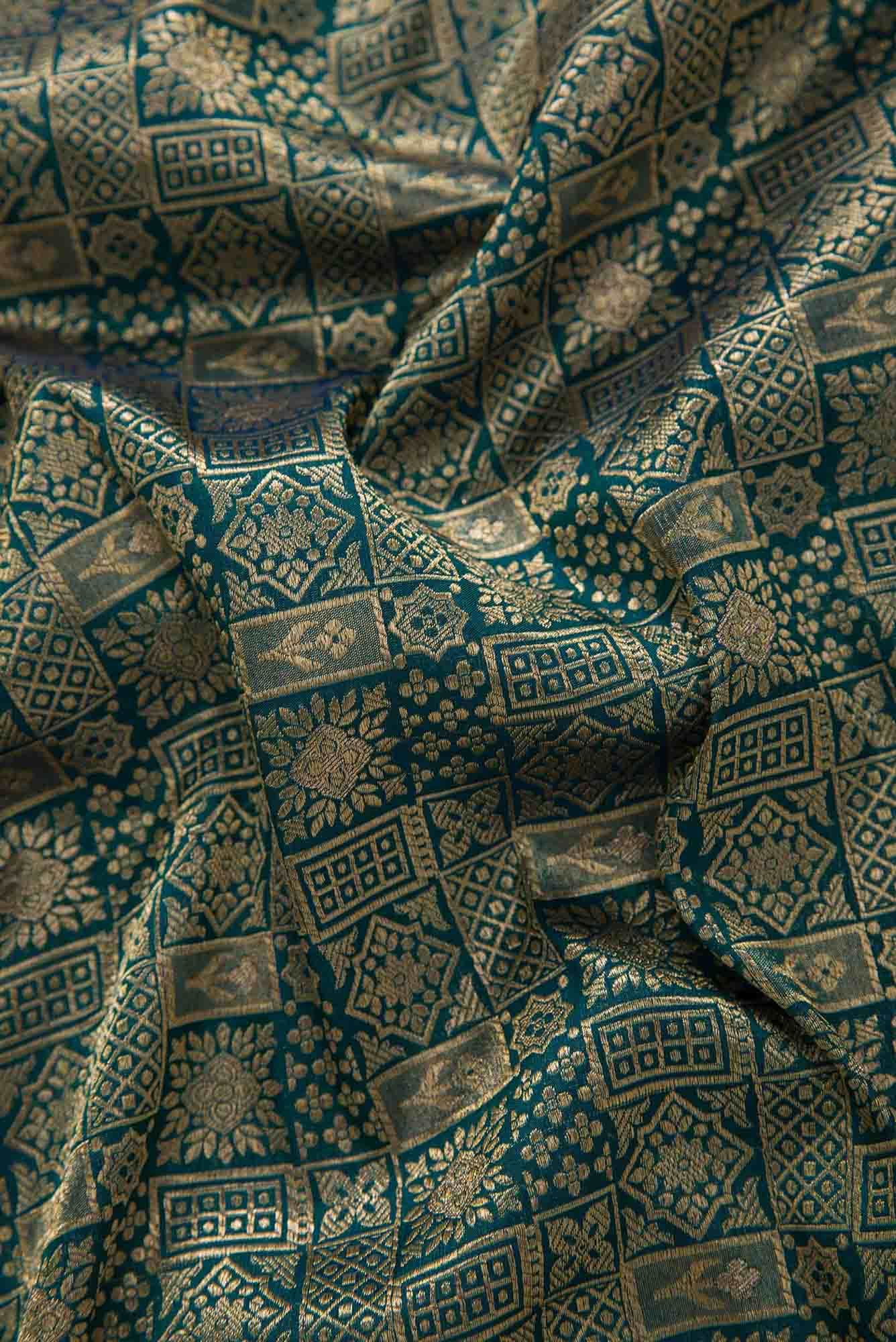 Peacock Blue Banarasi Silk Dress Material