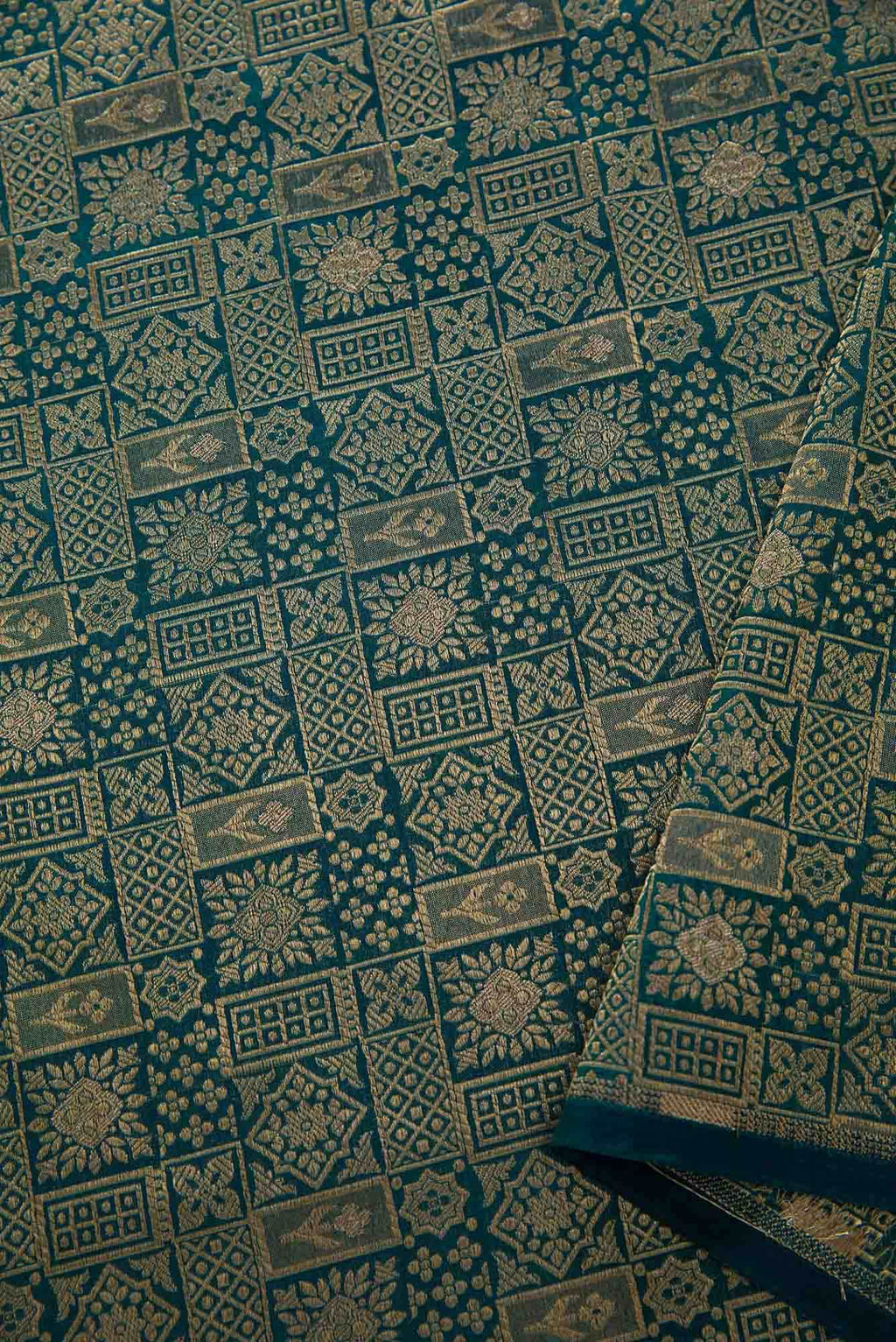 Peacock Blue Banarasi Silk Dress Material