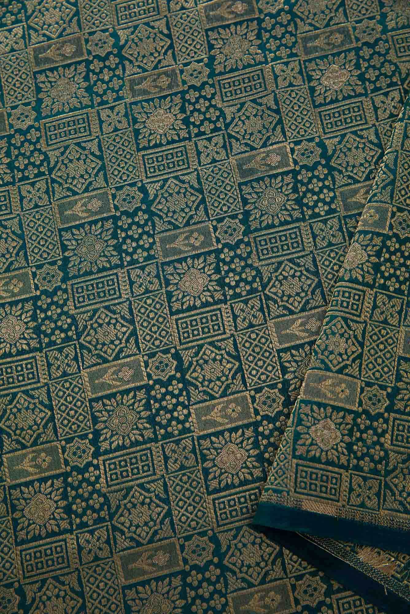 Peacock Blue Banarasi Silk Dress Material
