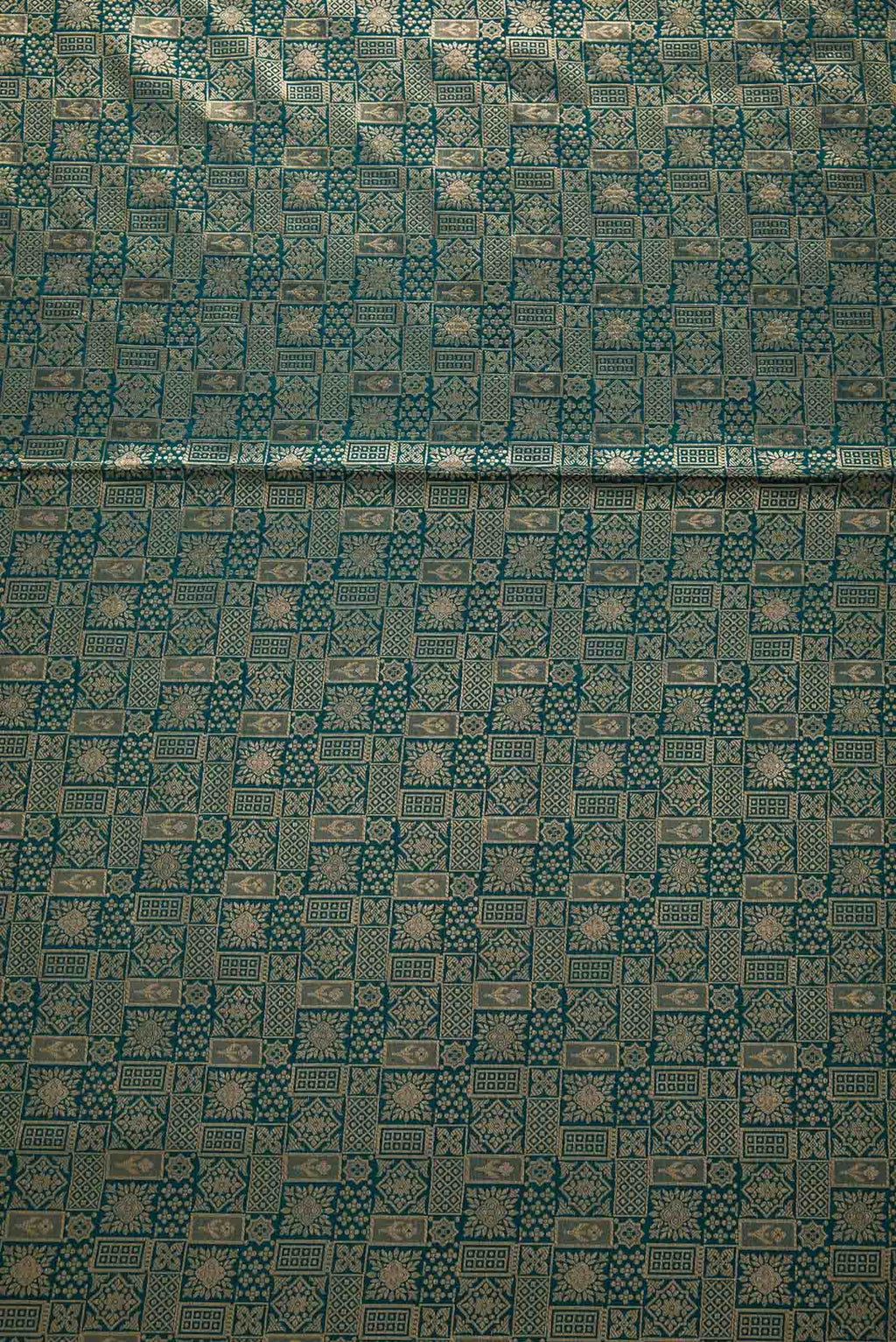 Peacock Blue Banarasi Silk Dress Material