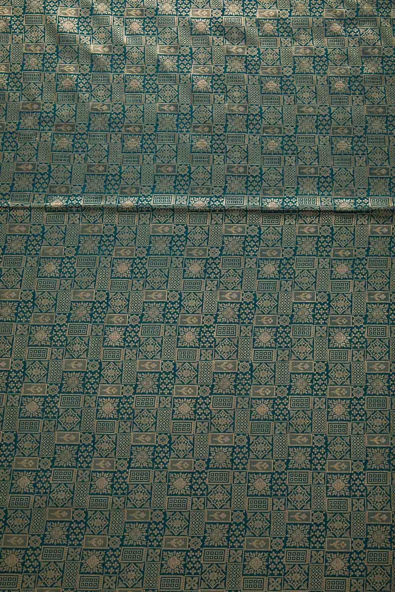 Peacock Blue Banarasi Silk Dress Material
