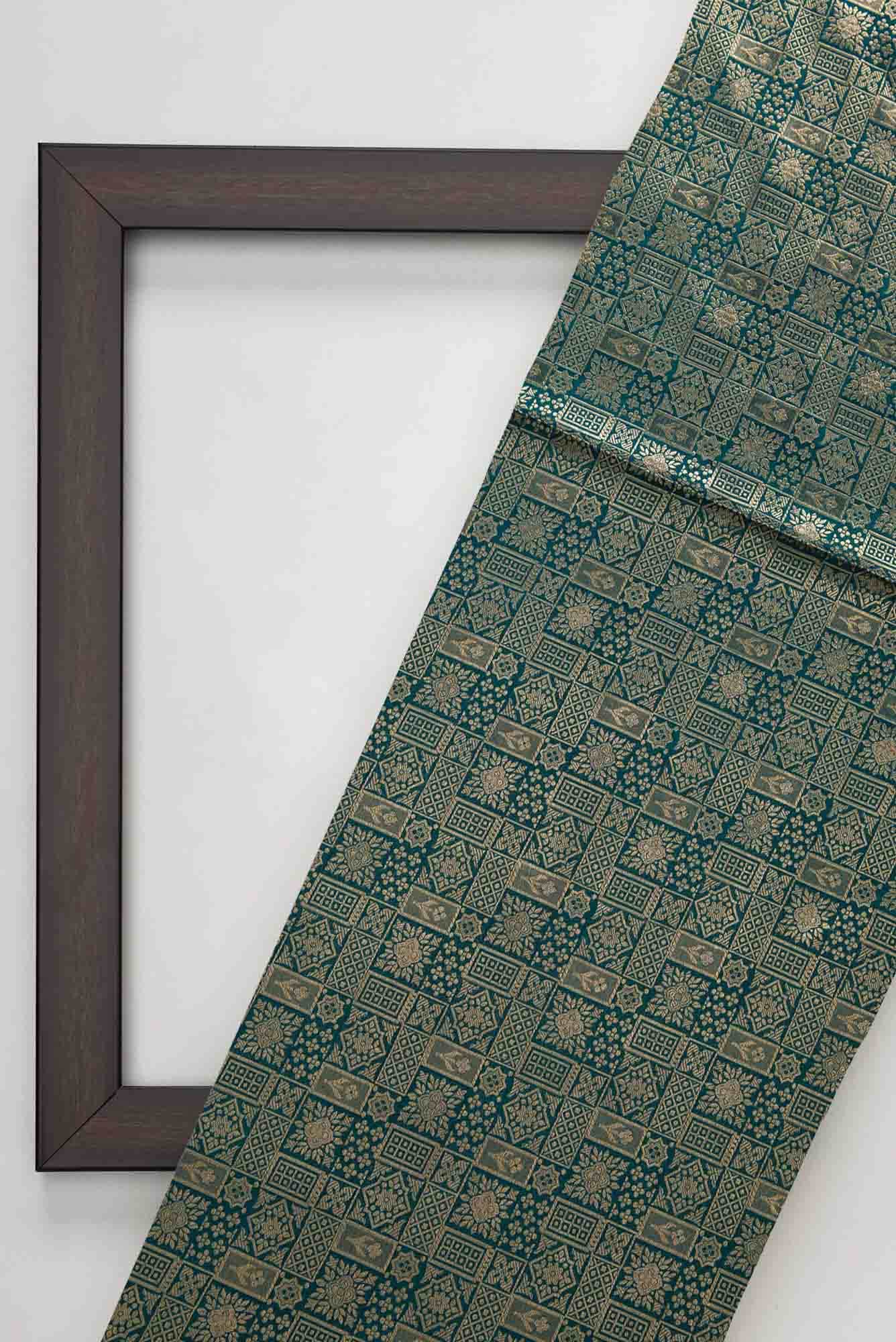 Peacock Blue Banarasi Silk Dress Material