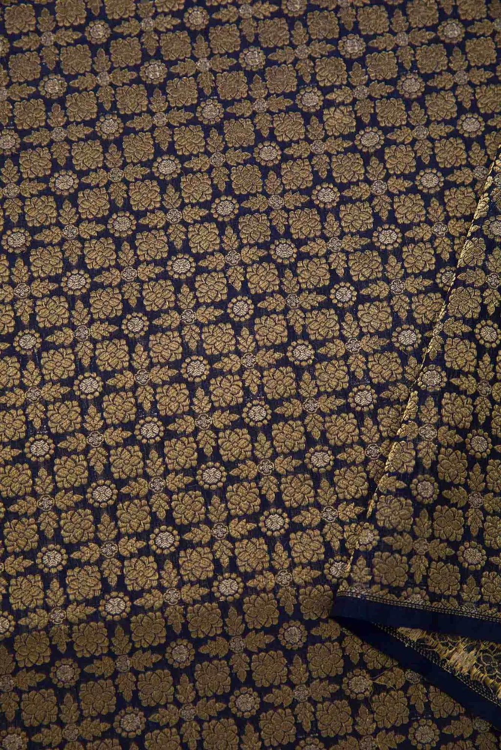 Navy Blue Banarasi Silk Dress Material