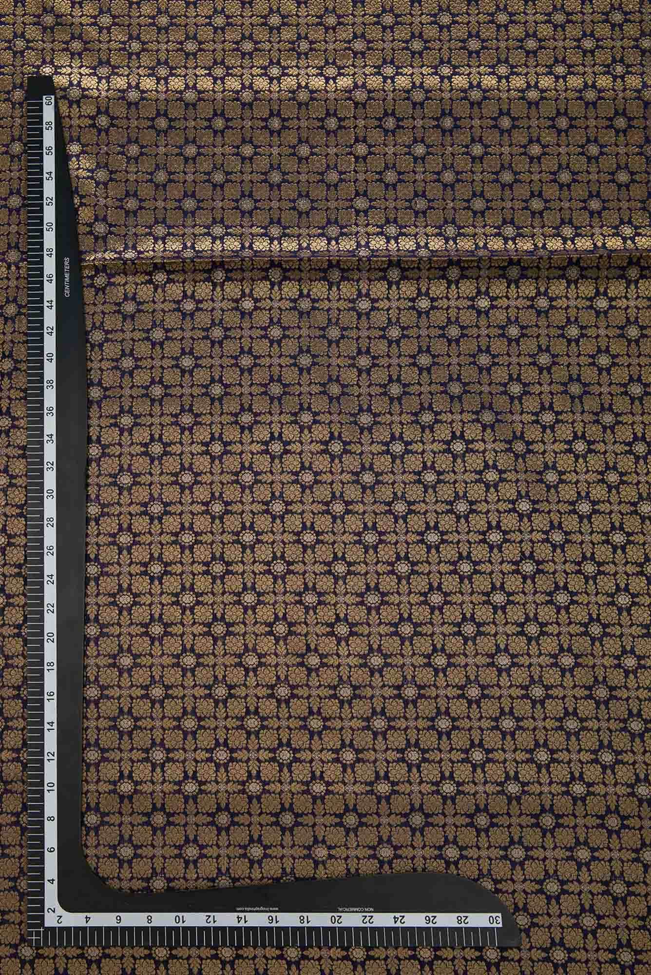 Navy Blue Banarasi Silk Dress Material