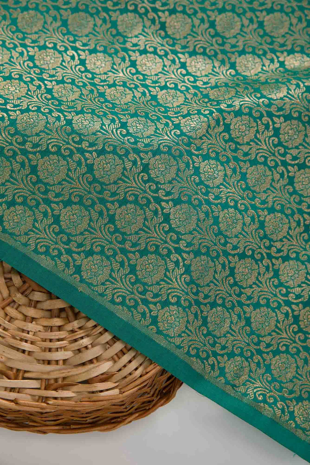 Green Banarasi Silk Dress Material