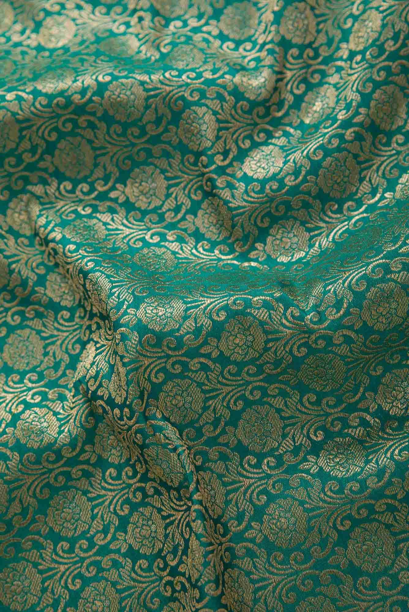 Green Banarasi Silk Dress Material