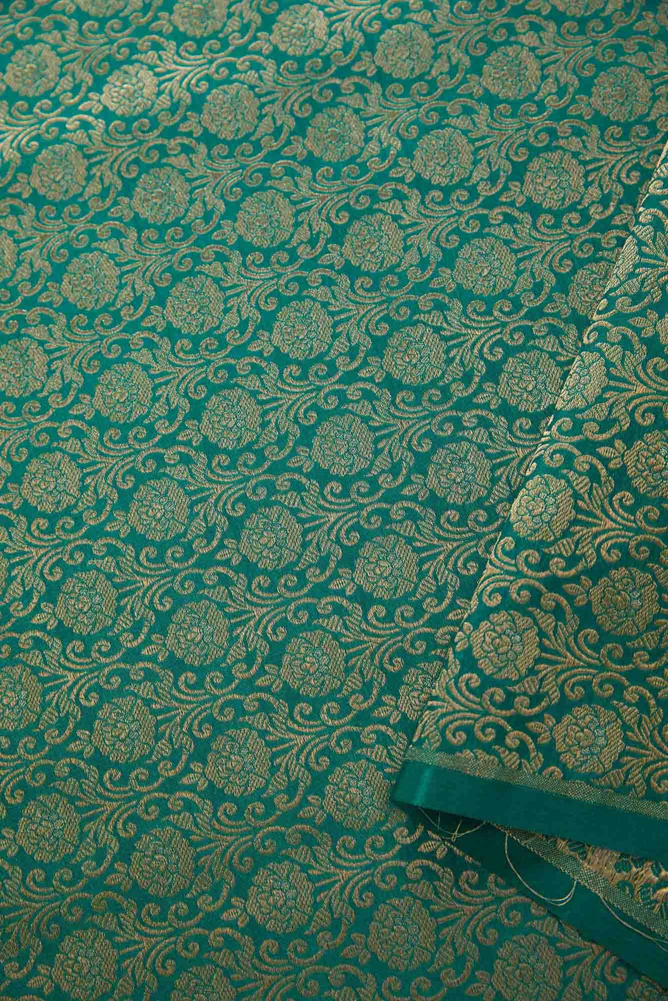 Green Banarasi Silk Dress Material