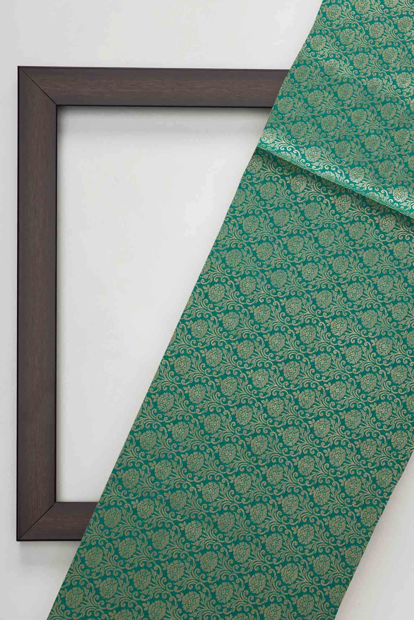 Green Banarasi Silk Dress Material