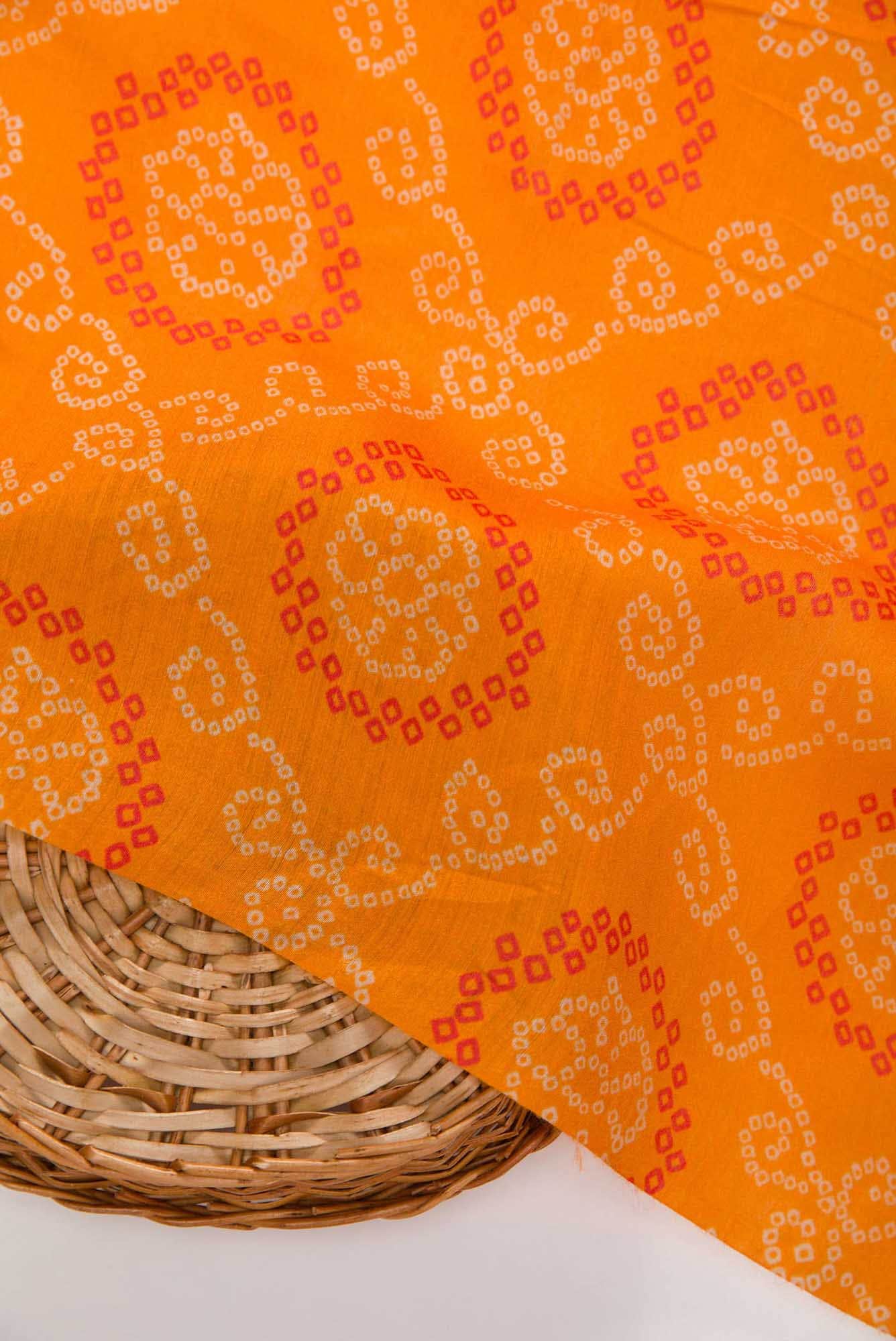 Orange Chanderi Silk Dress Material