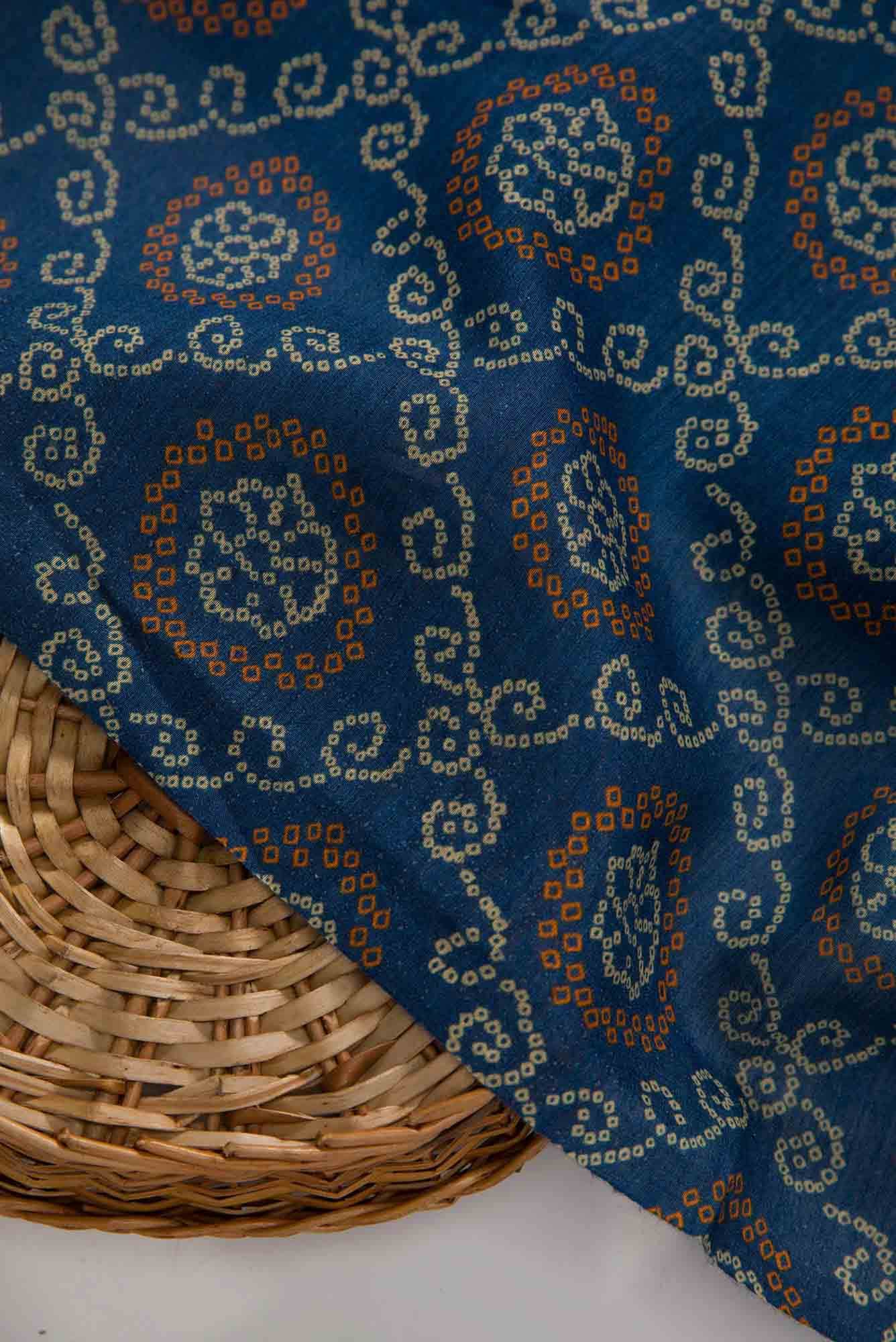 Blue Chanderi Silk Dress Material