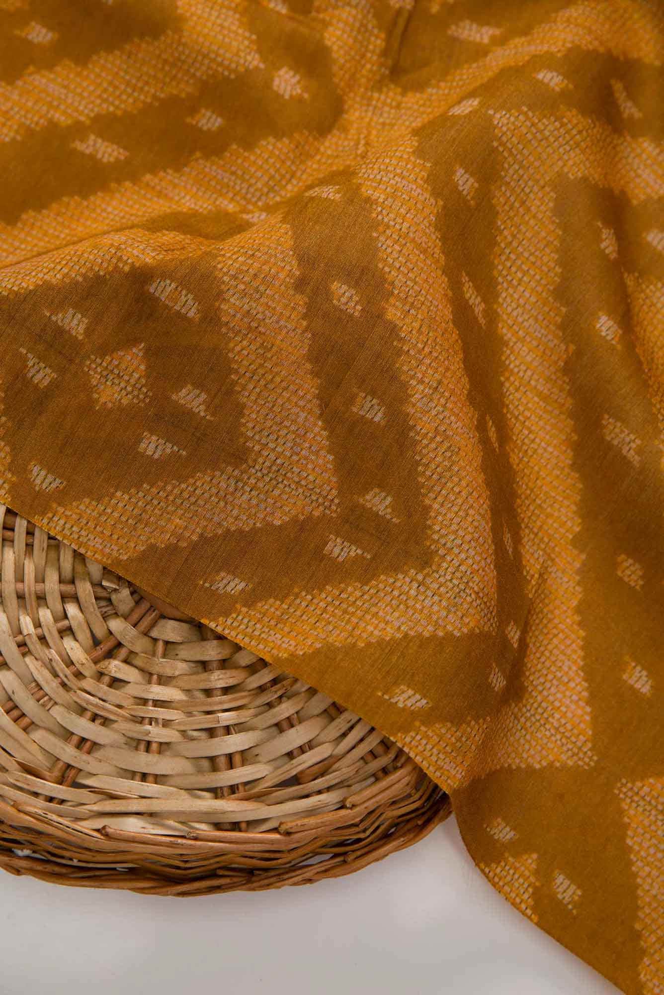 Mustard Chanderi Silk Dress Material