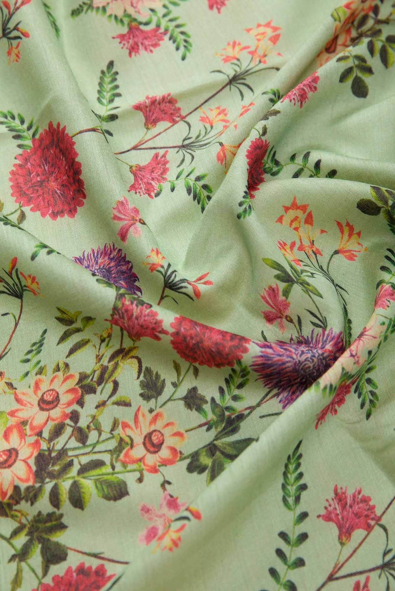 Pista Green Chanderi Silk Dress Material