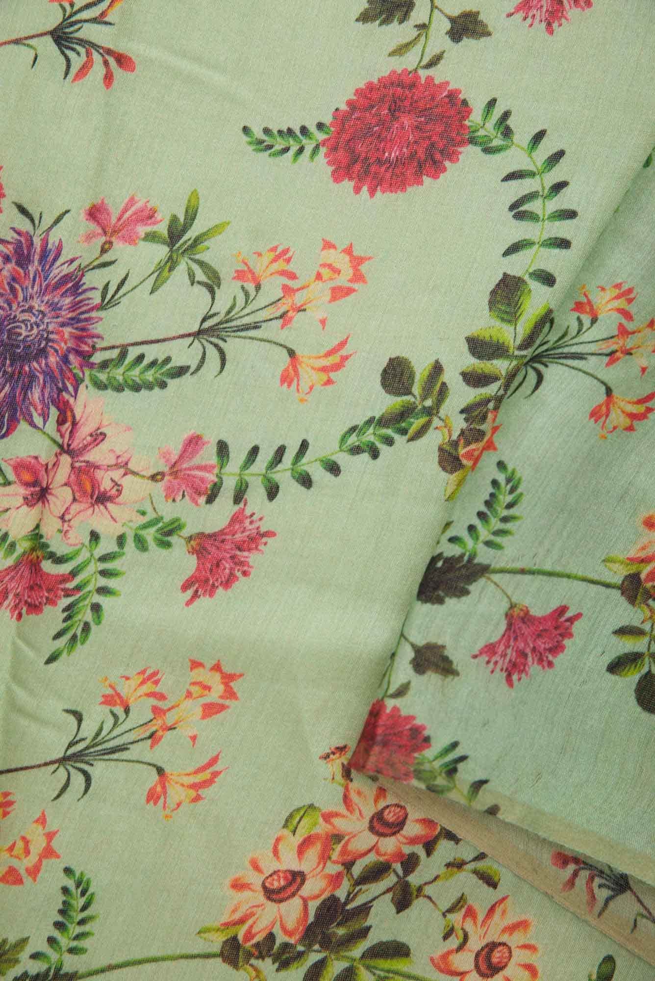 Pista Green Chanderi Silk Dress Material