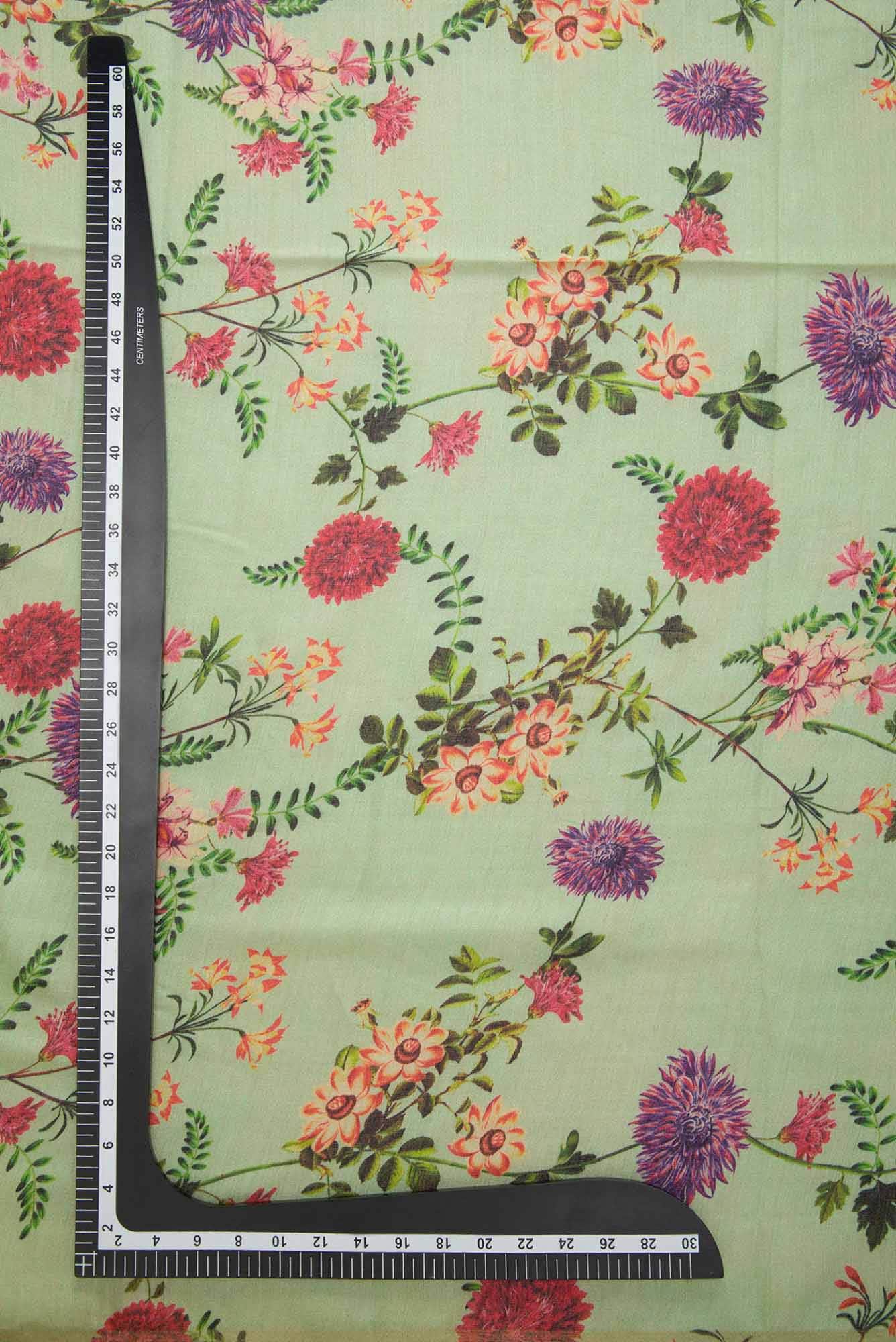 Pista Green Chanderi Silk Dress Material