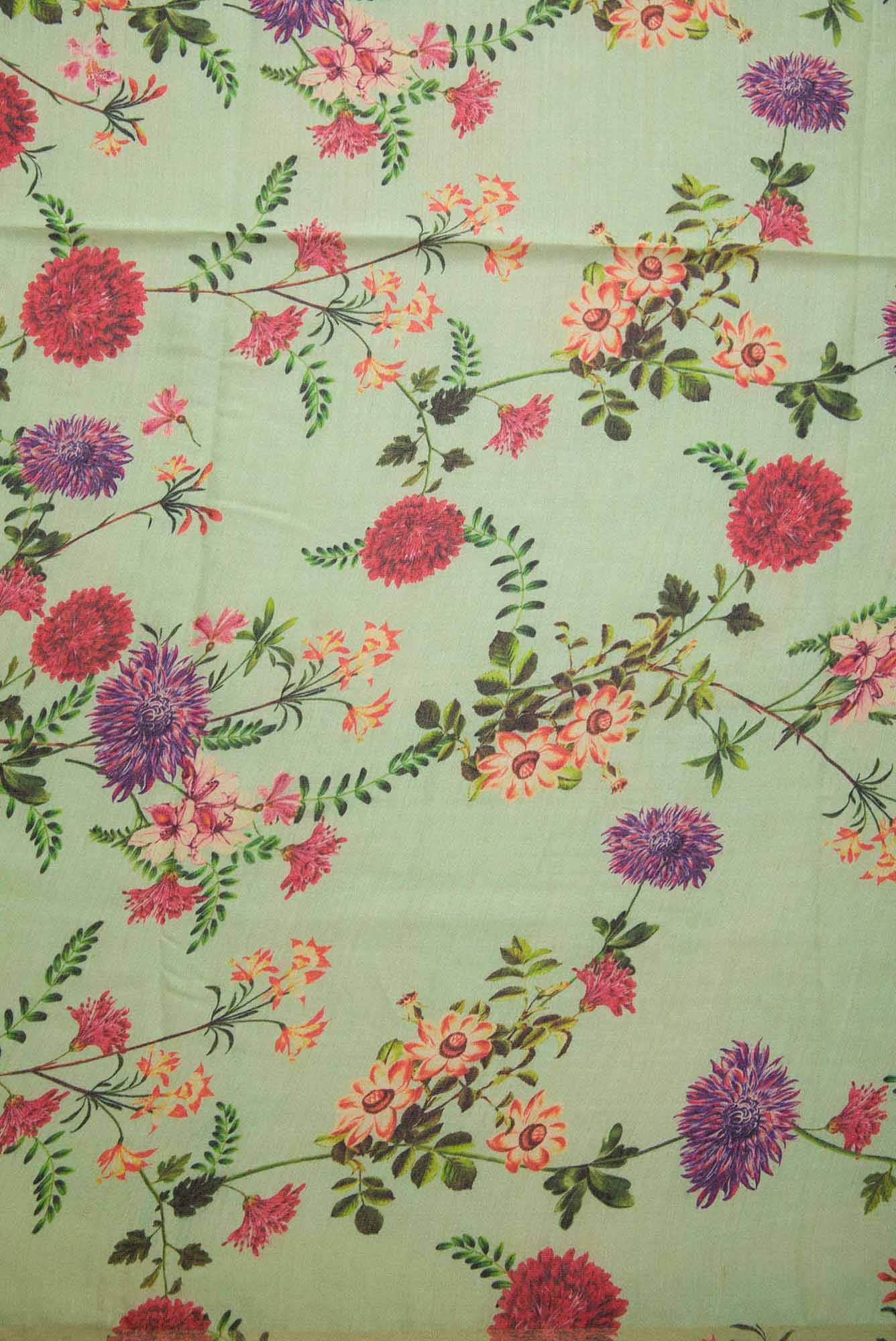 Pista Green Chanderi Silk Dress Material