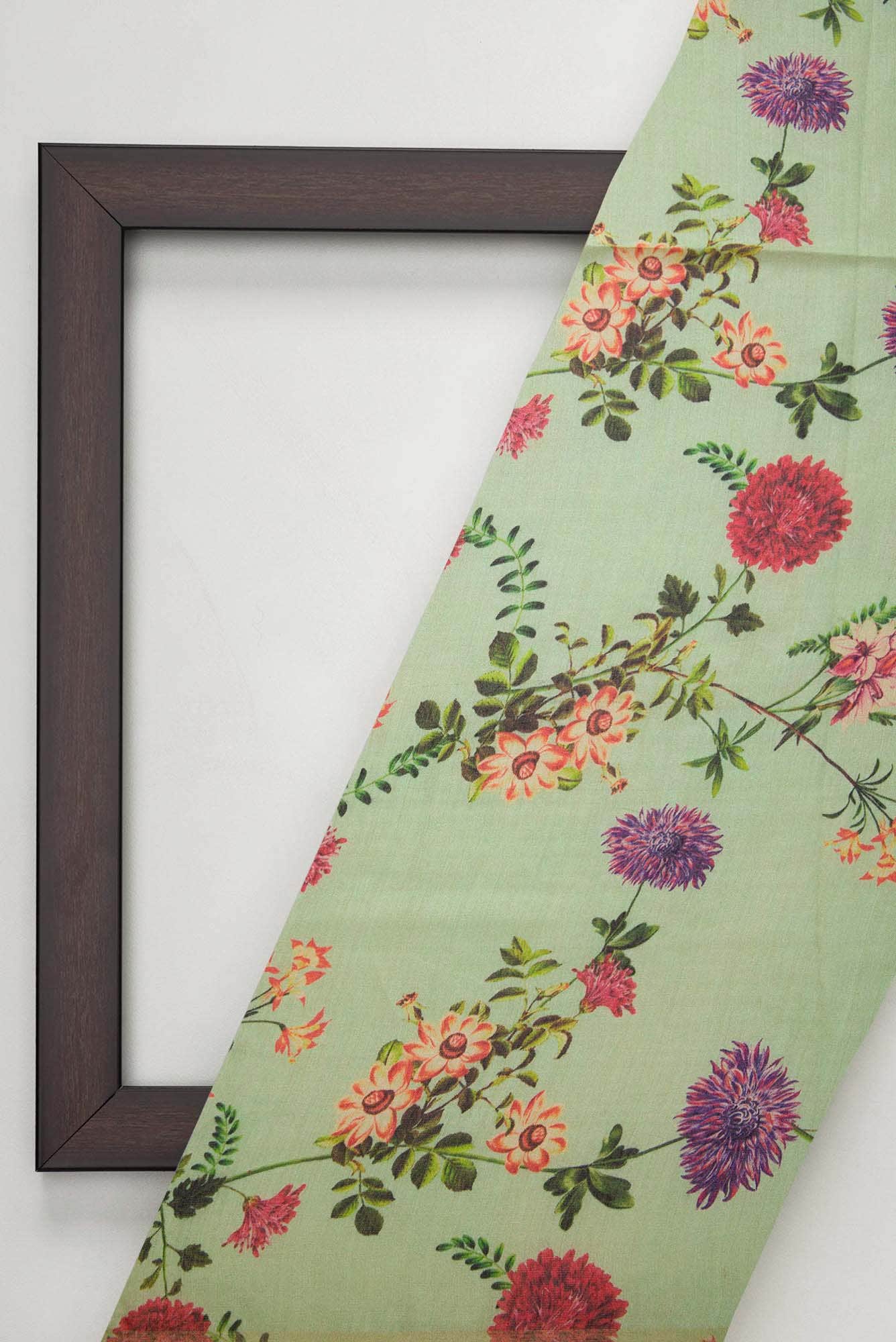 Pista Green Chanderi Silk Dress Material
