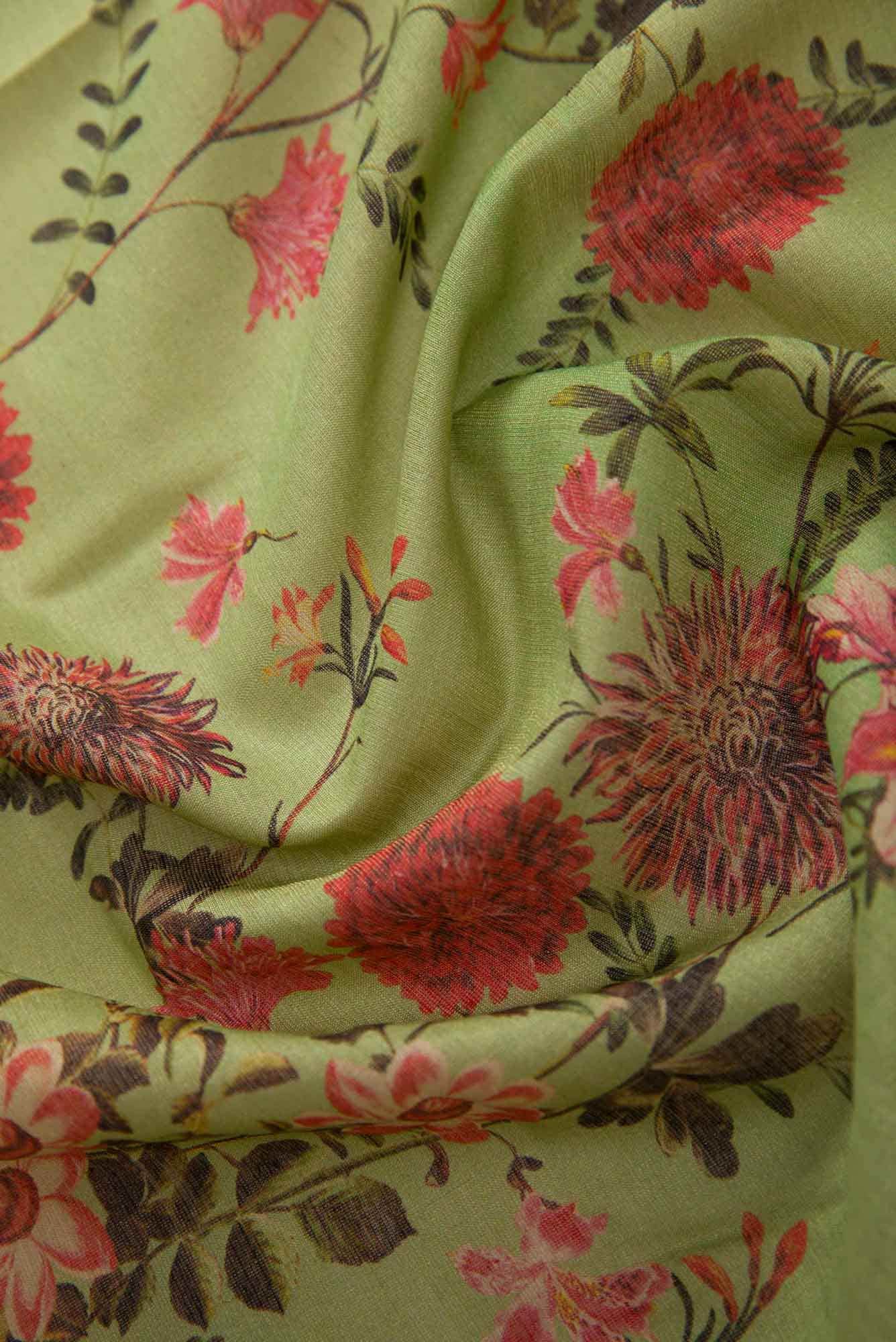 Sea Green Chanderi Silk Dress Material