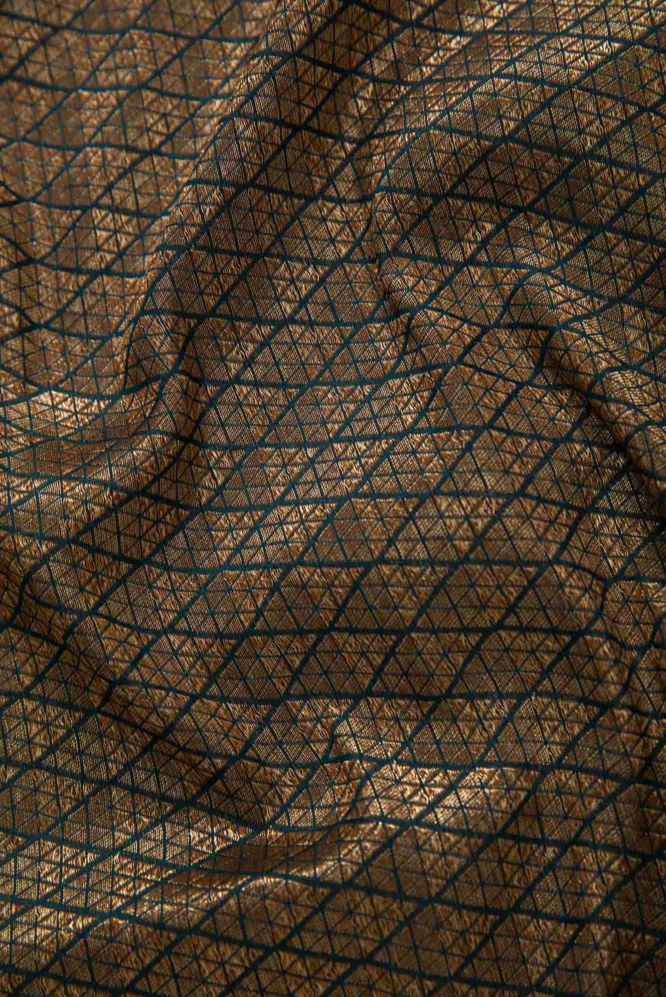 Bottle Green Banarasi Silk Dress Material