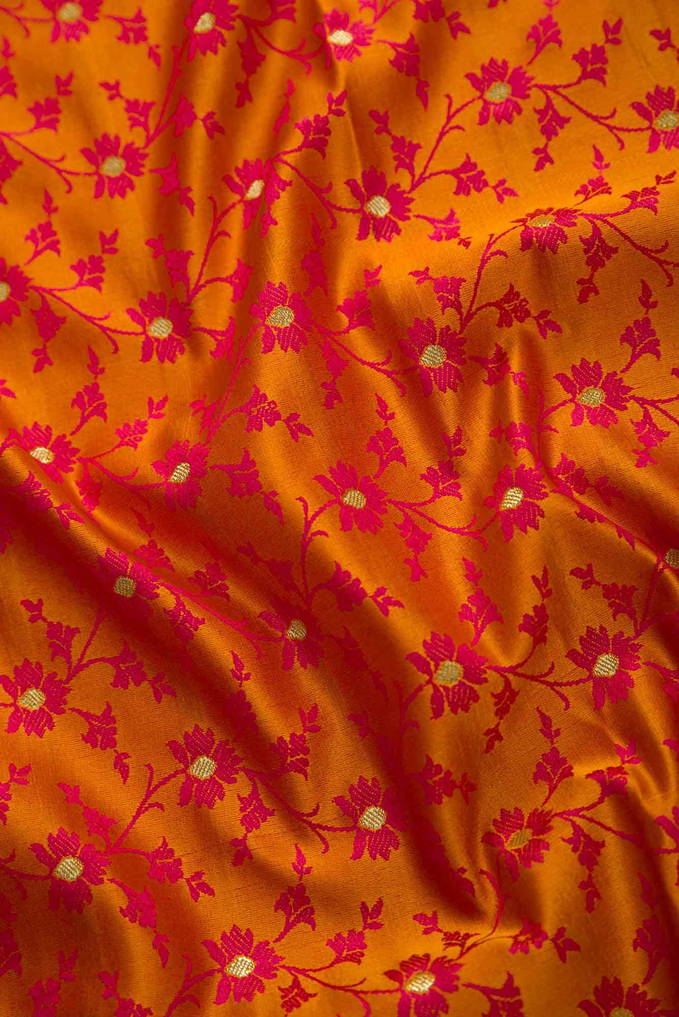 Orange Banarasi Silk Dress Material