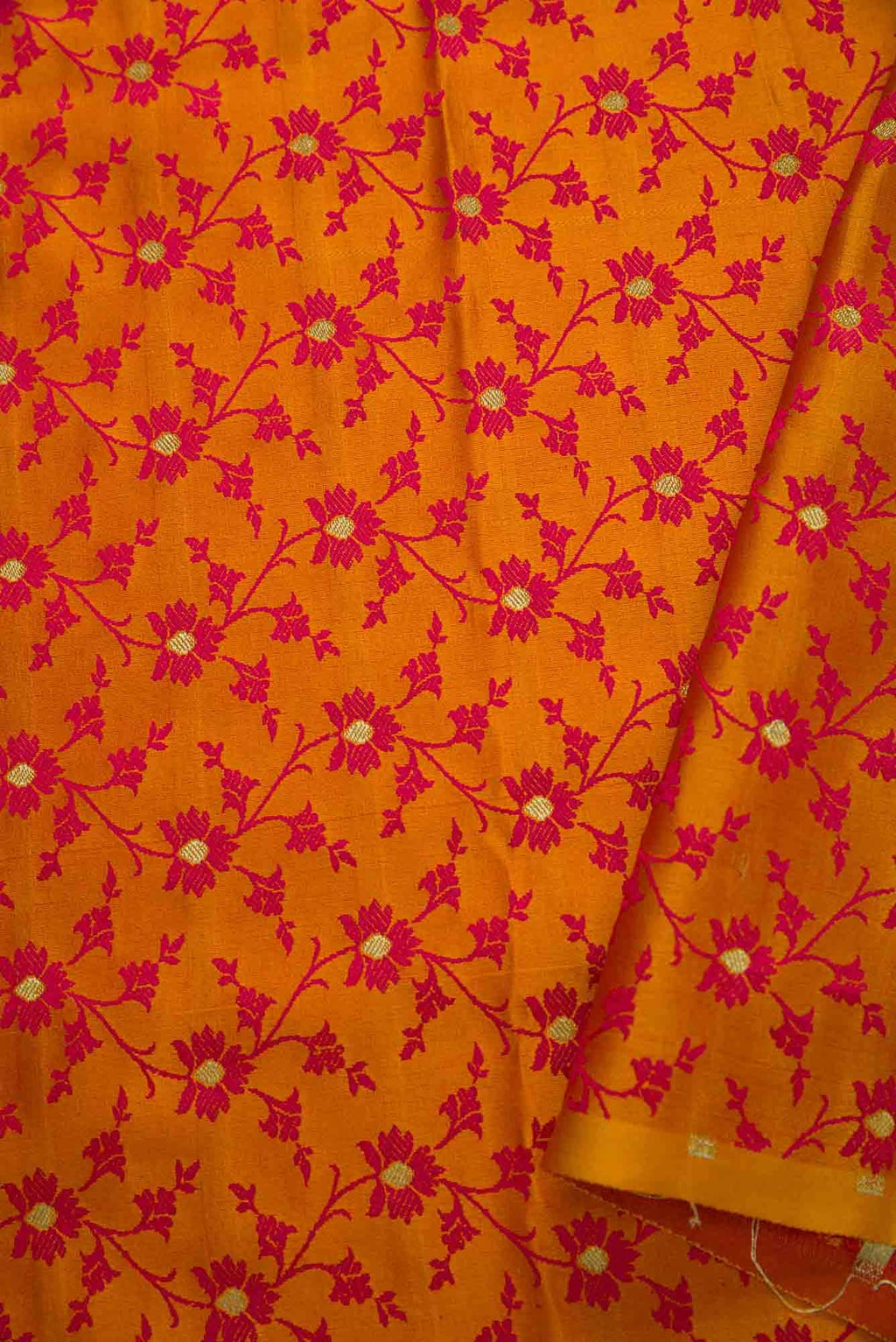 Orange Banarasi Silk Dress Material