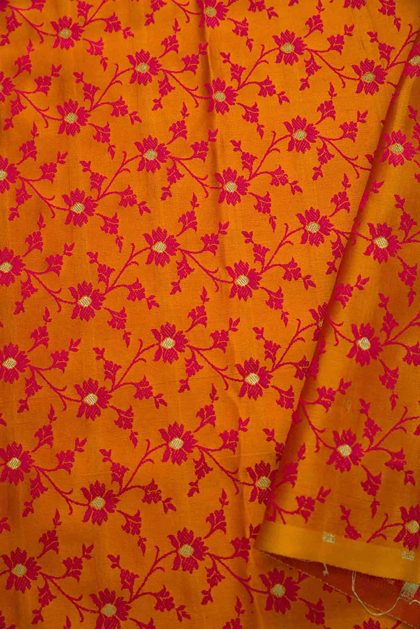 Orange Banarasi Silk Dress Material