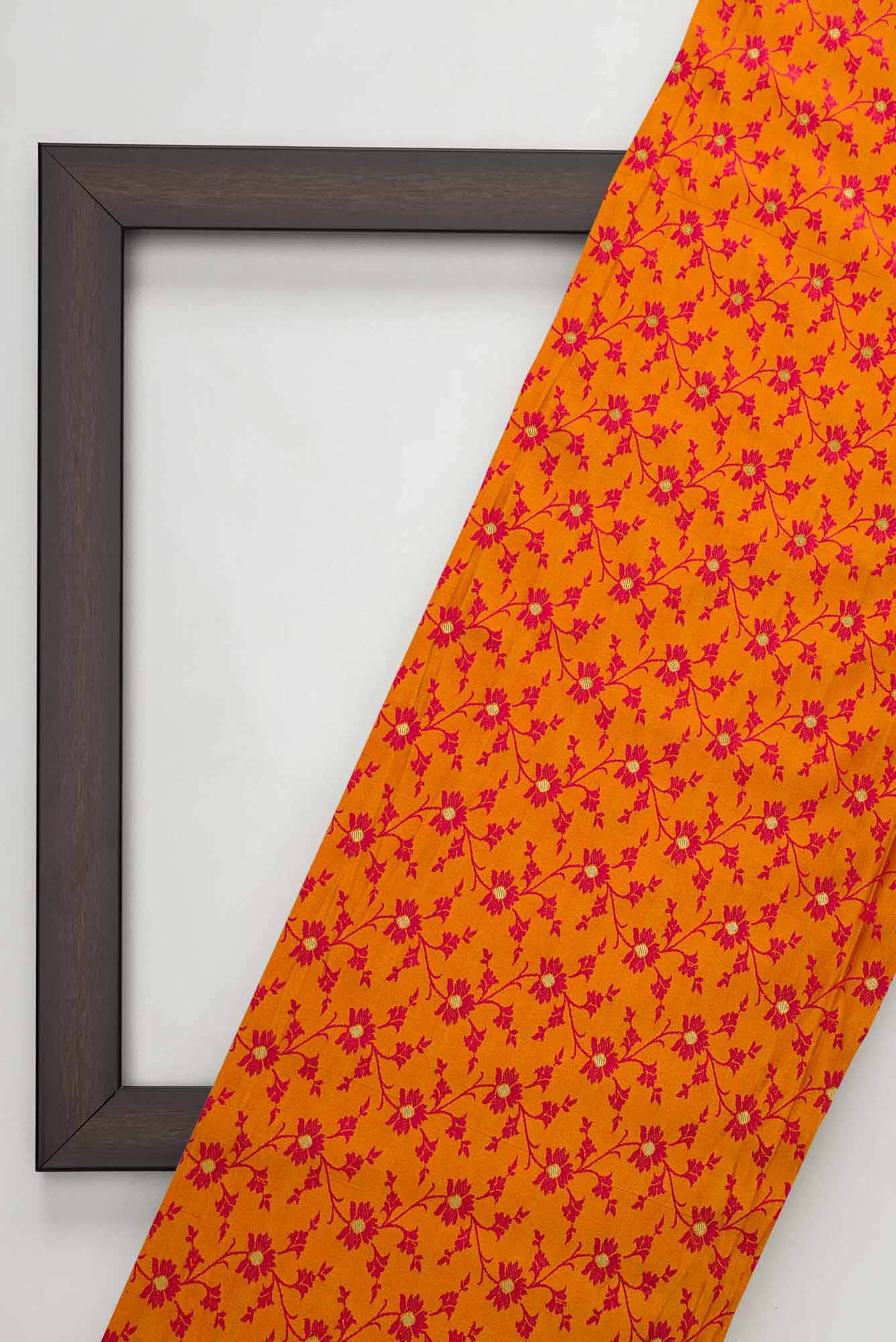 Orange Banarasi Silk Dress Material